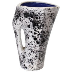 Mado Jolain French Ceramic Pitcher or Vase Black Gray Glaze France circa 1950
