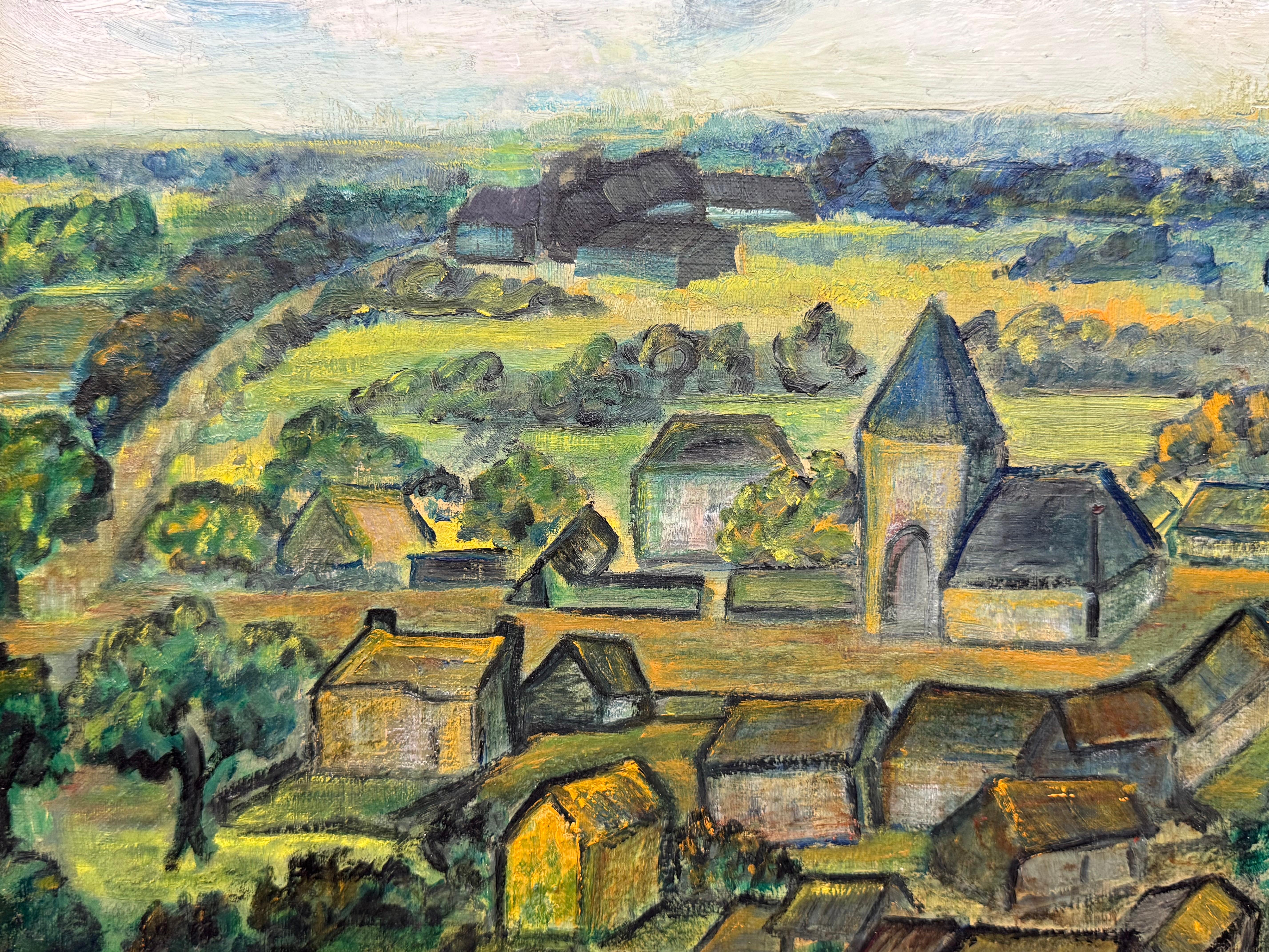 Charmante Dorfszene in einem Stil, der an Cezanne erinnert im Angebot 1