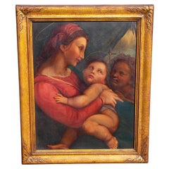 Madonna and Child 19th Century Oil Painting