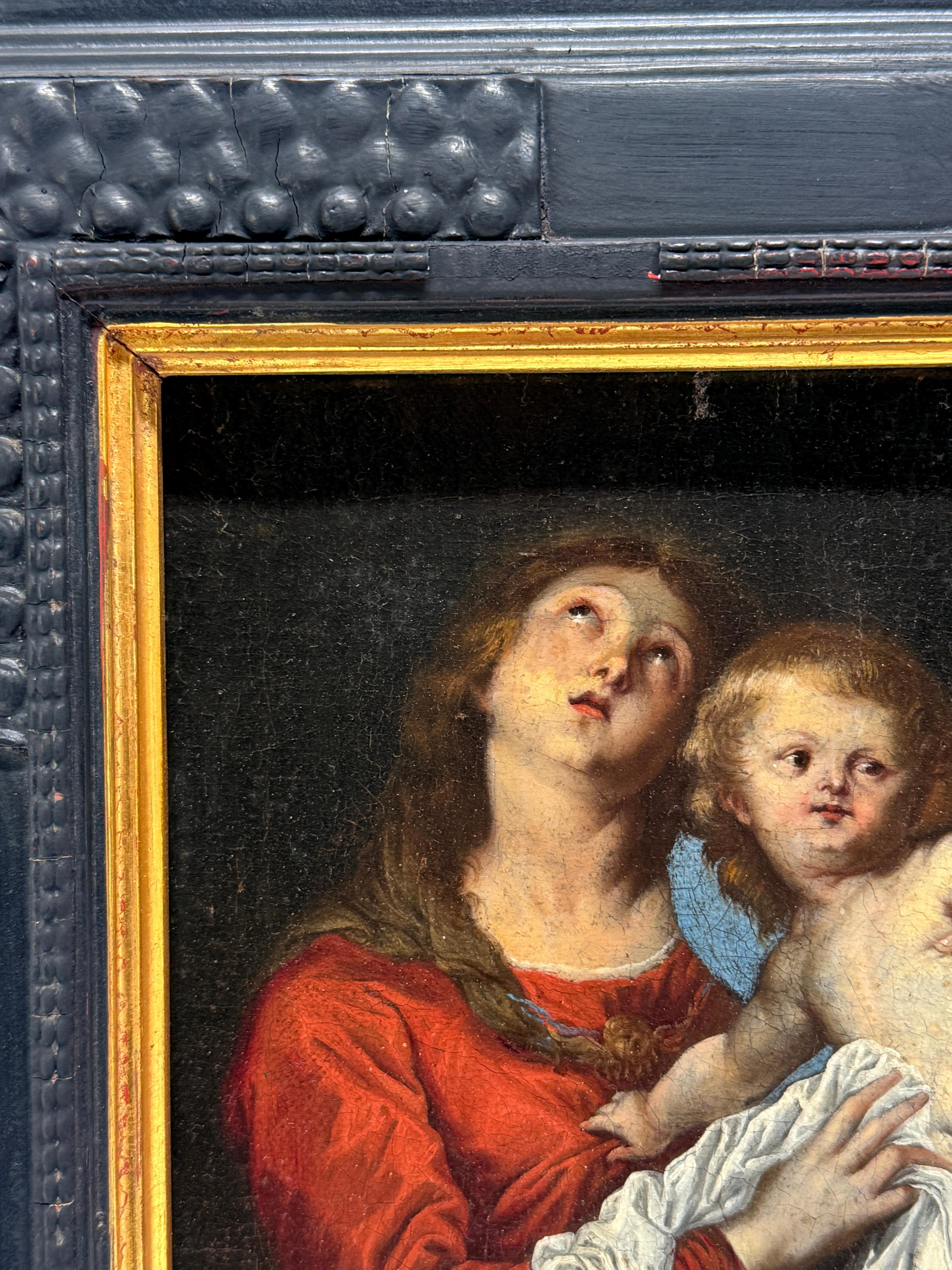 Madonna und Kind, Attr. an der Schule von Anthony van Dyck – 18. Jahrhundert oder früher (Leinwand) im Angebot