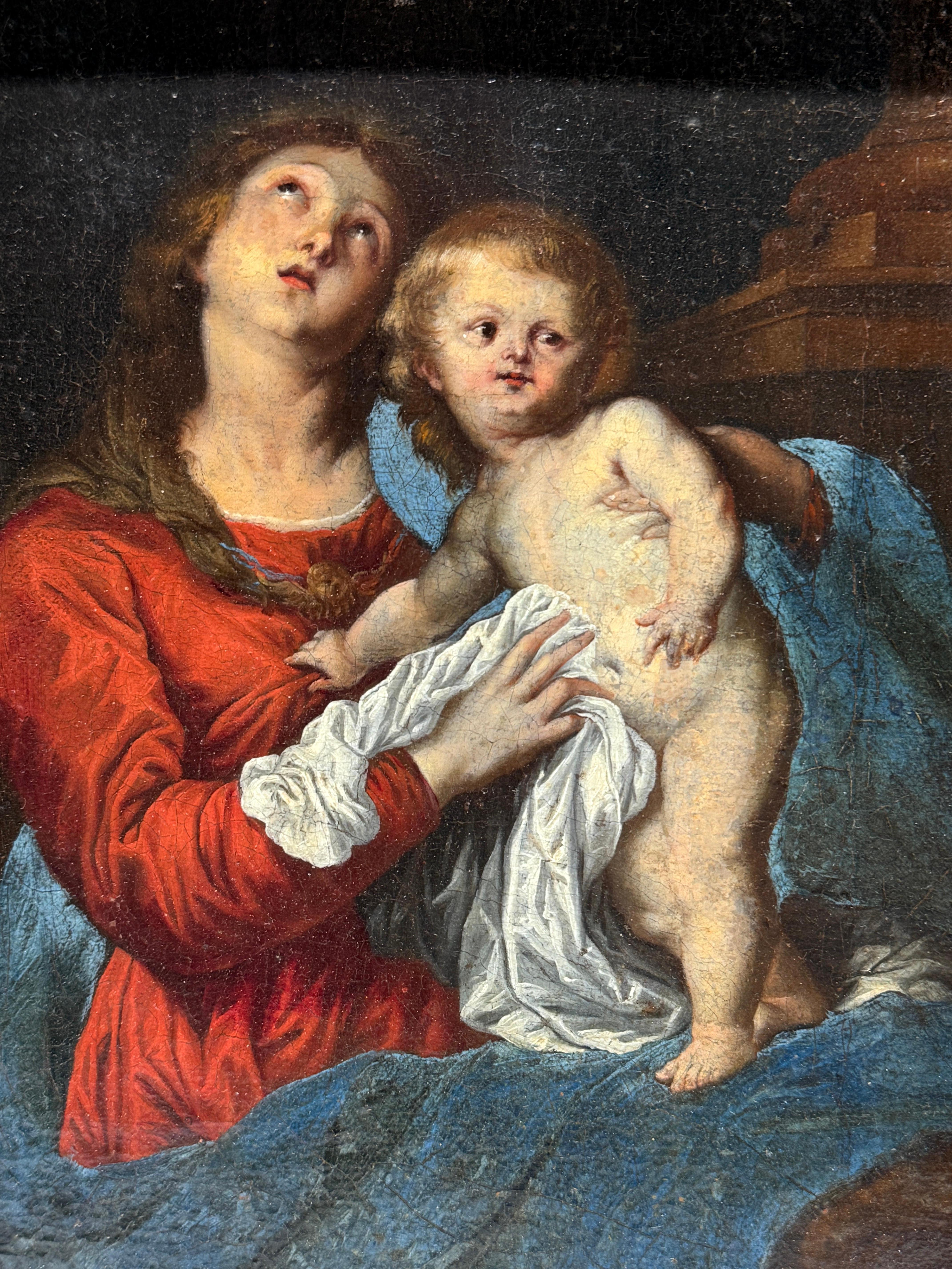 Madonna und Kind, Attr. an der Schule von Anthony van Dyck – 18. Jahrhundert oder früher im Angebot 1