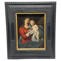 Virgen con el Niño, atribuida a la Escuela de Anthony Van Dyck - Siglo XVIII o anterior
