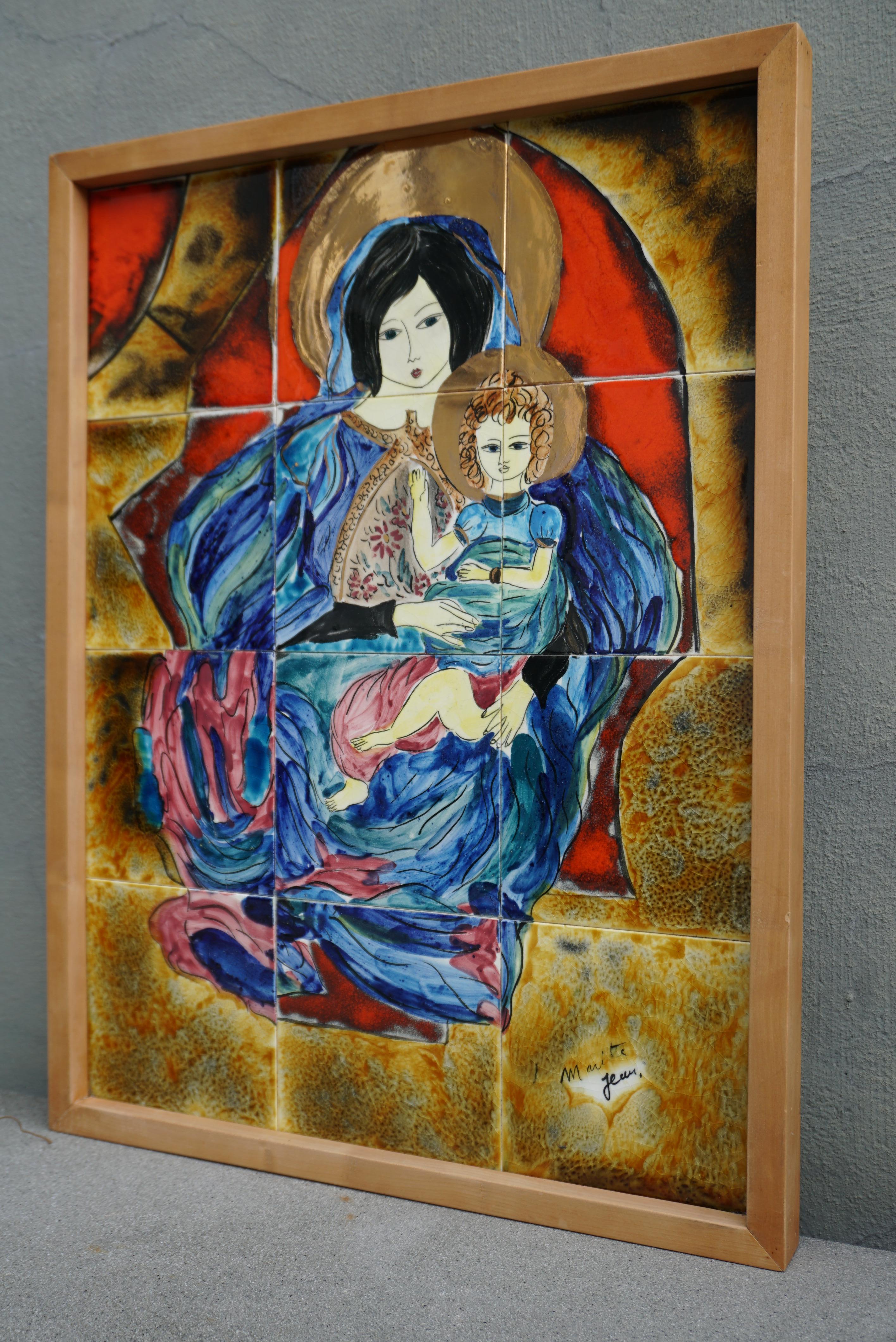 European Madonna and Child Ceramic Wall Decoration For Sale