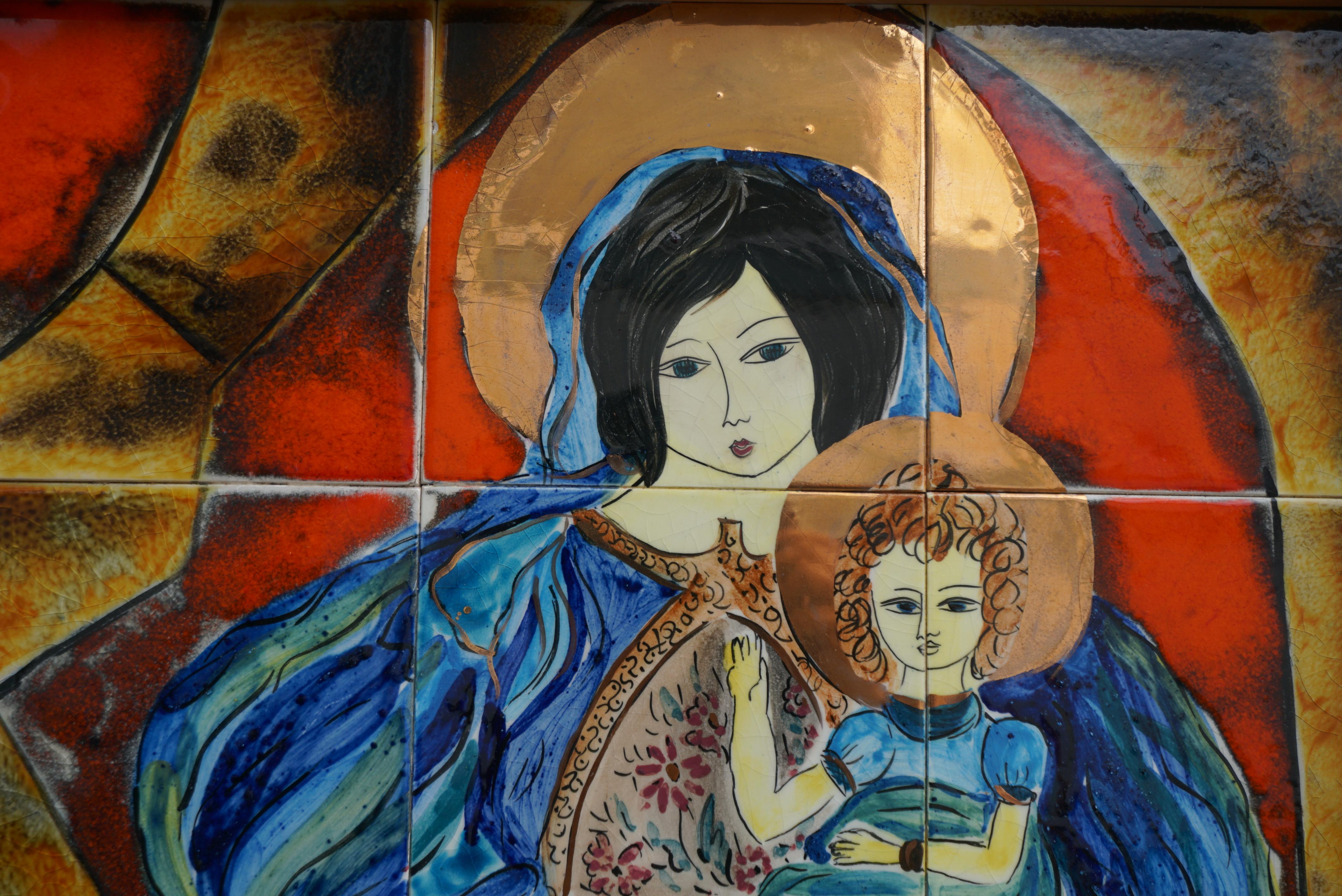 Décoration murale en céramique Madonna and Child Bon état - En vente à Antwerp, BE