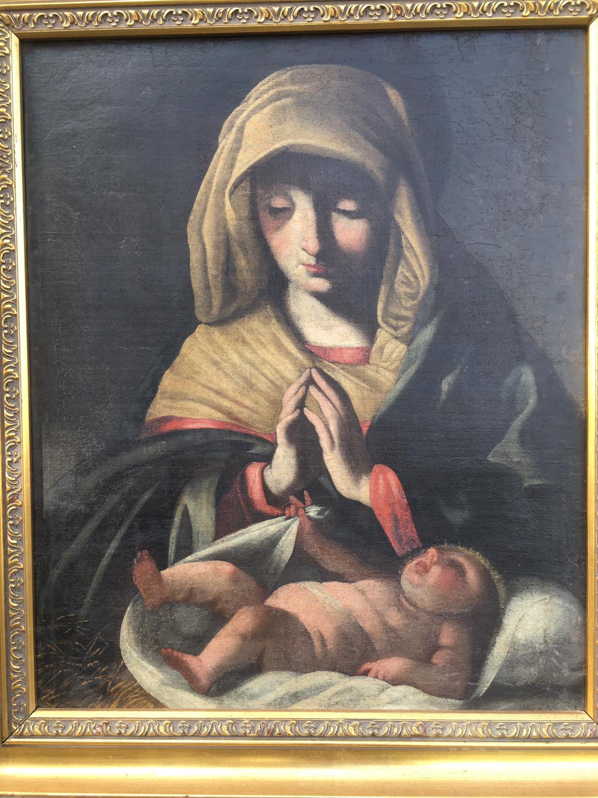 Madonna and Child, Classical 19th Century Painting In Excellent Condition For Sale In Miami, FL