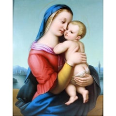 Madonna con Bambino, bella placca KPM di Berlino, firmata A. Deckelmann