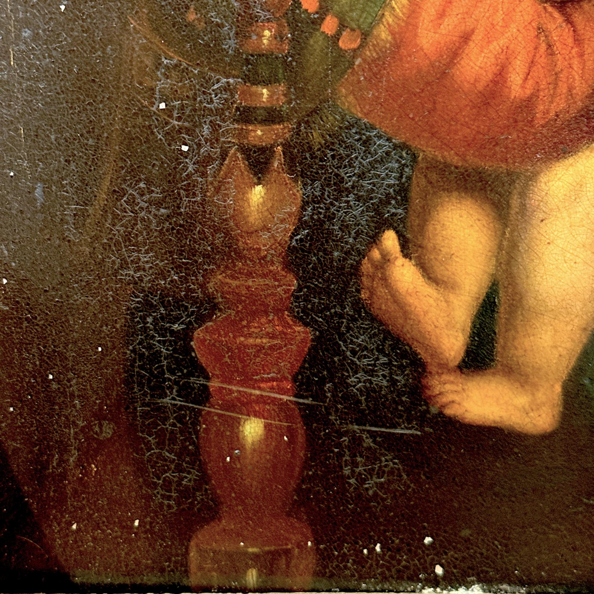 Madonna mit Kind, Öl auf Metall in vergoldetem Rahmen, nach Raphael, 19. (19. Jahrhundert) im Angebot