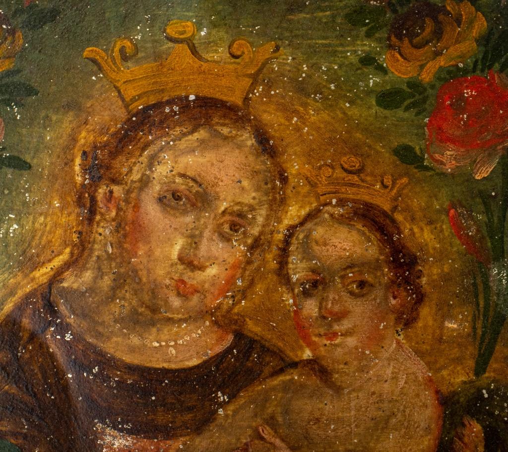 Madonna and Child, Oil on Tin, 19th C In Good Condition For Sale In New York, NY