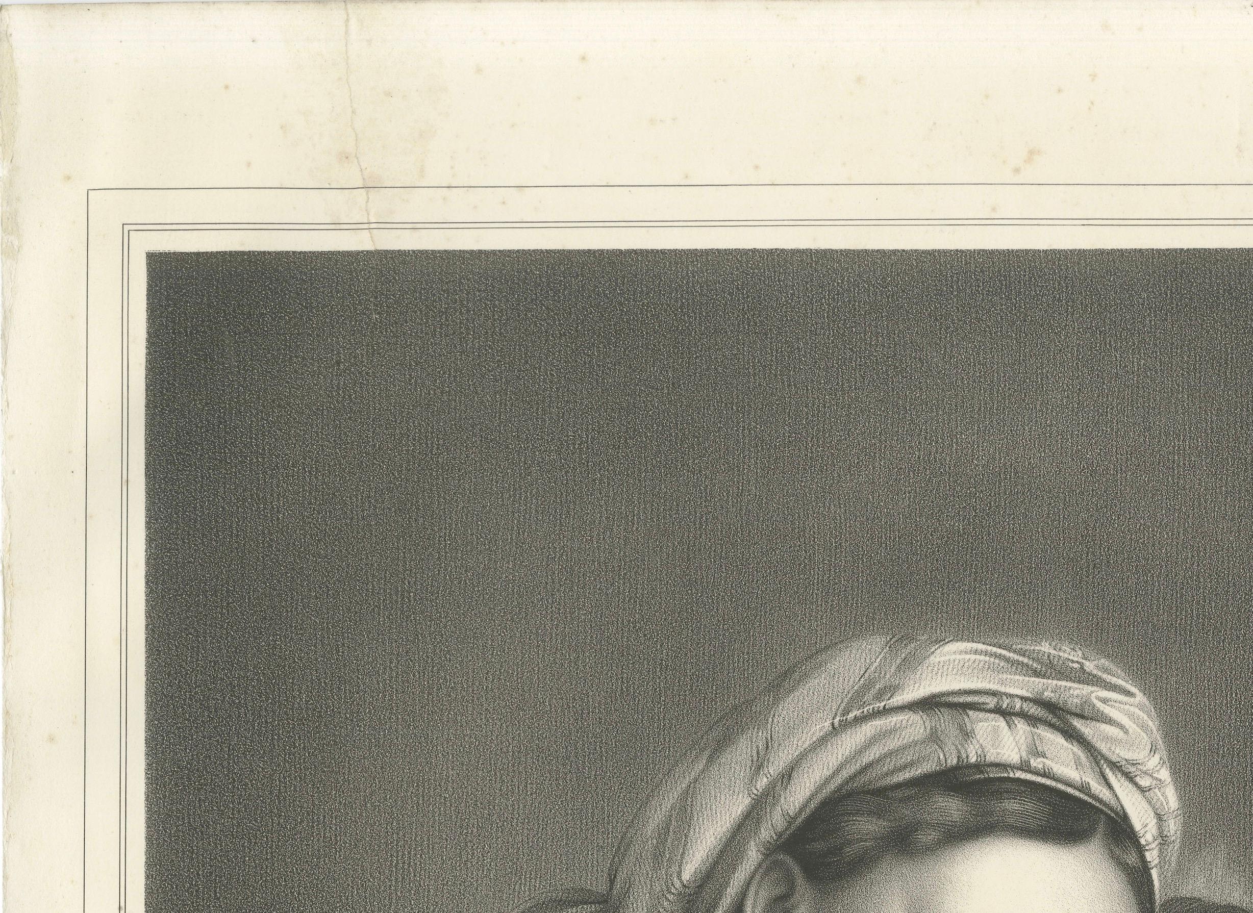 Madonna and Child Print after Raphael – La Vierge à la Chaise, 19th Century

This exquisite 19th-century lithograph, titled La Vierge à la Chaise (The Virgin of the Chair), is a finely rendered reproduction after the celebrated Renaissance painting