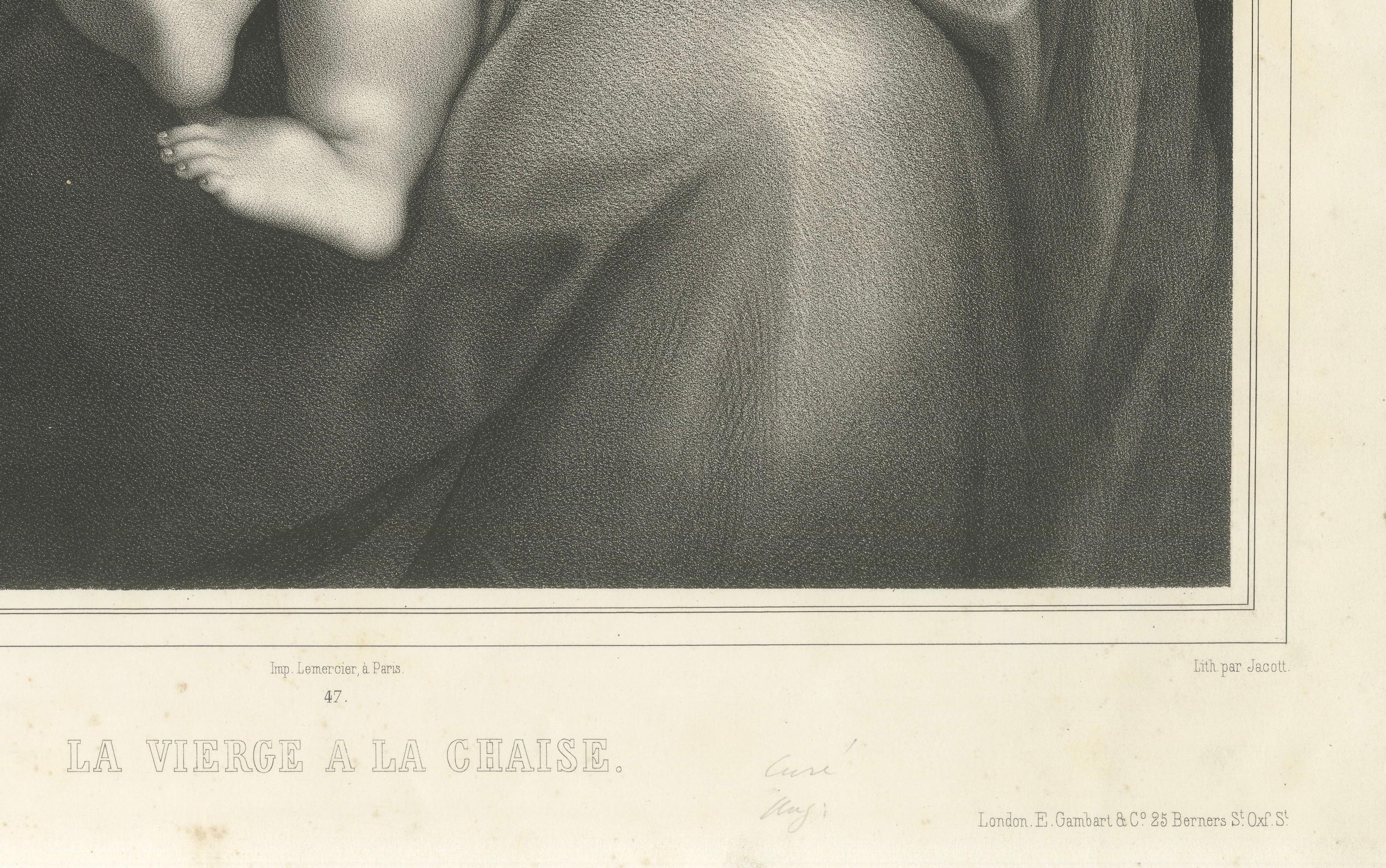 French Madonna and Child Print after Raphael – La Vierge à la Chaise, circa 1850 For Sale
