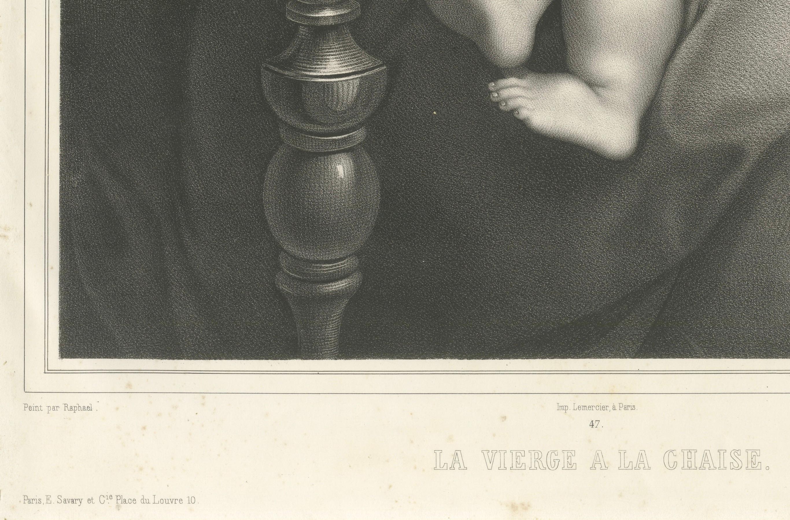 Madonna and Child Print after Raphael – La Vierge à la Chaise, circa 1850 In Good Condition For Sale In Langweer, NL