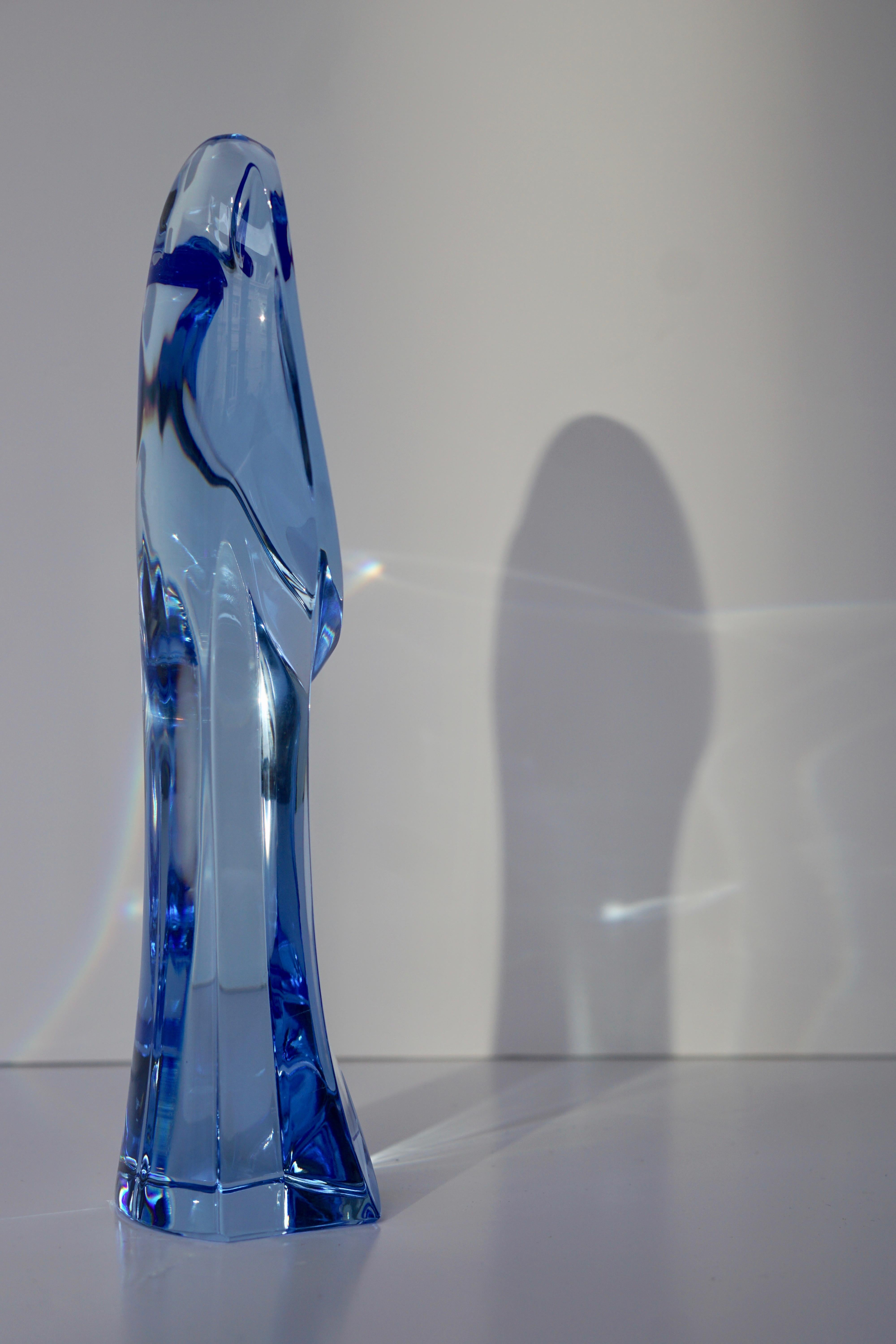 Madonna and Child Sapphire Blue Crystal Sculpture 5