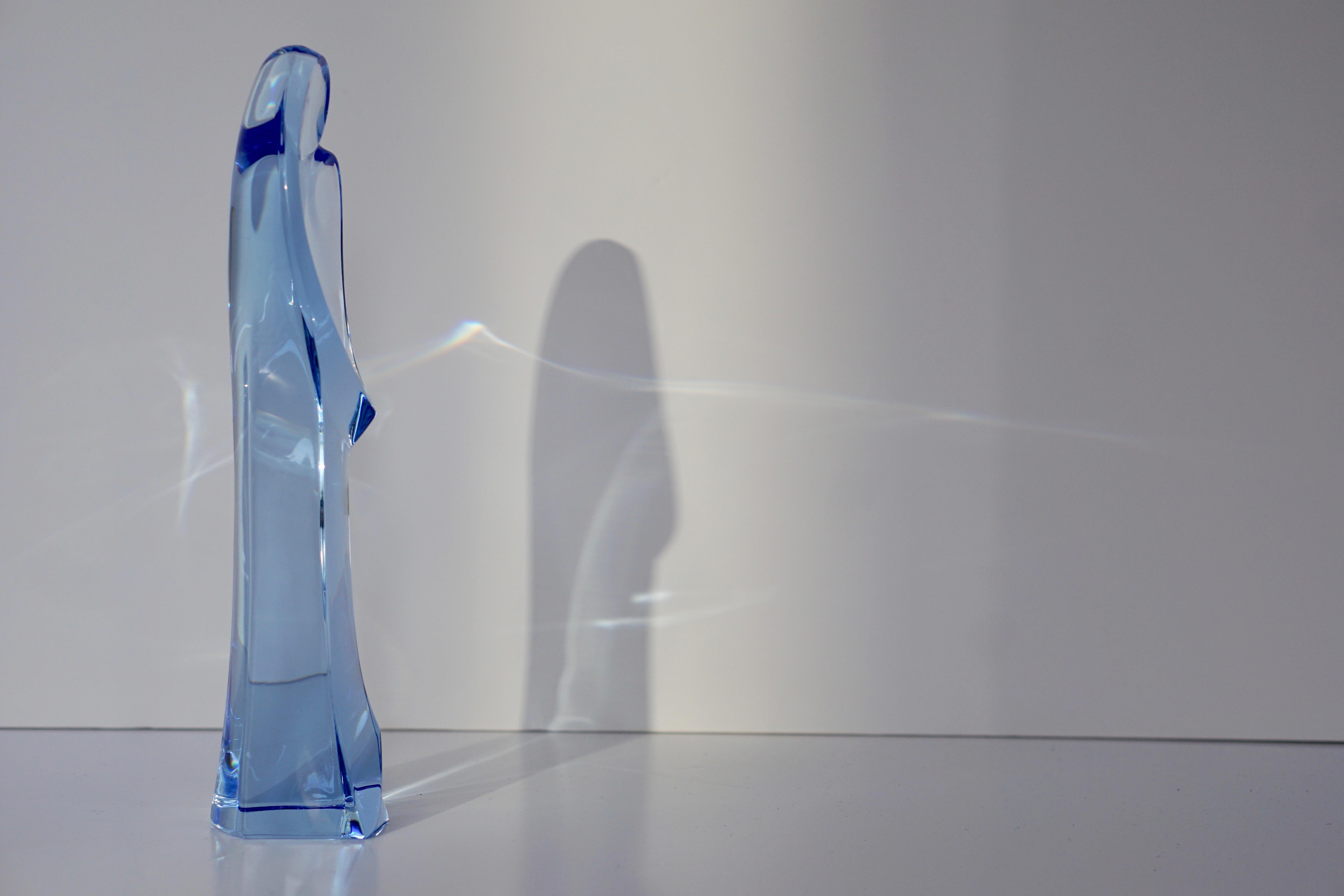 Madonna and Child Sapphire Blue Crystal Sculpture 6