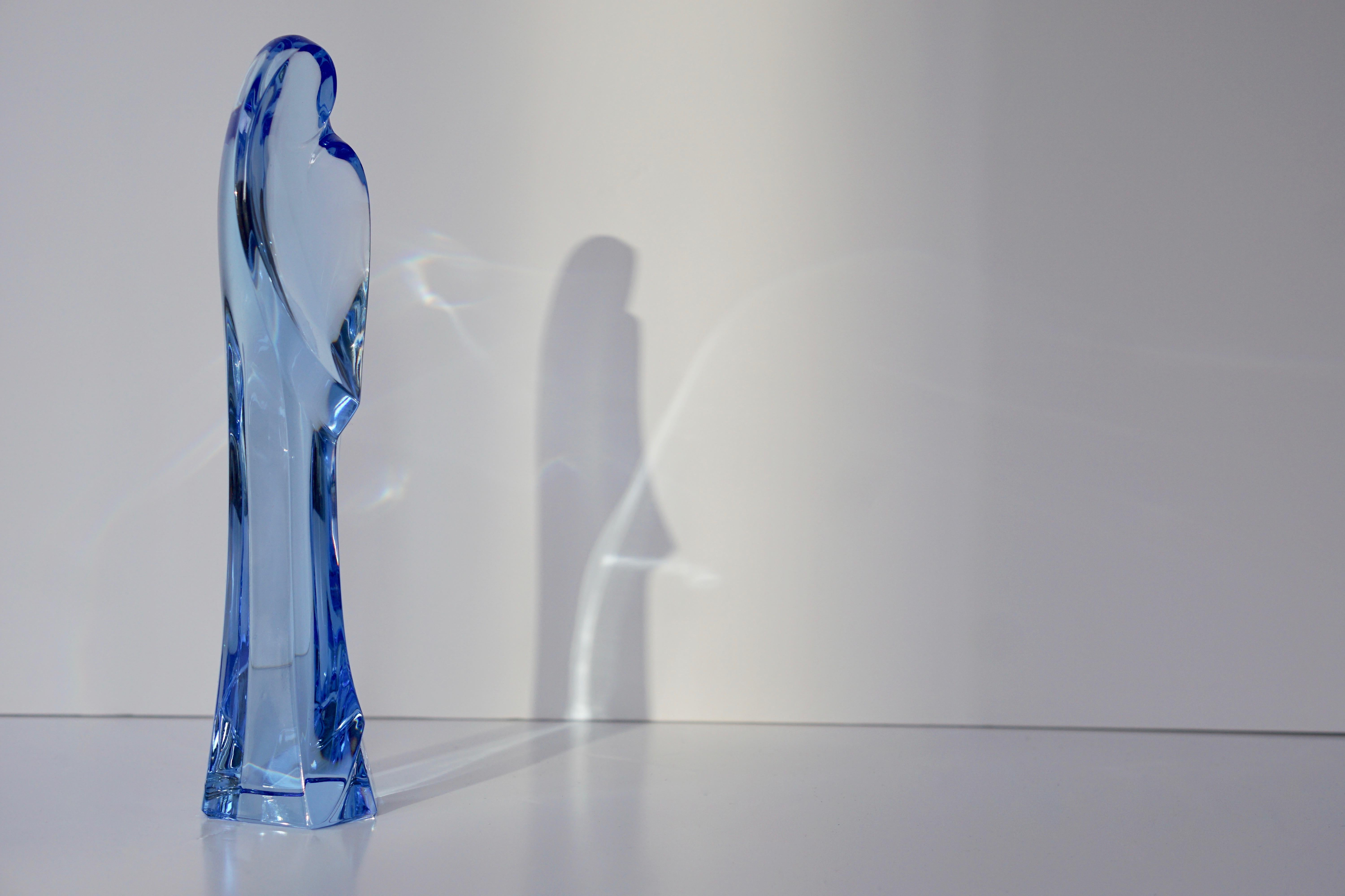 Madonna and Child Sapphire Blue Crystal Sculpture 7