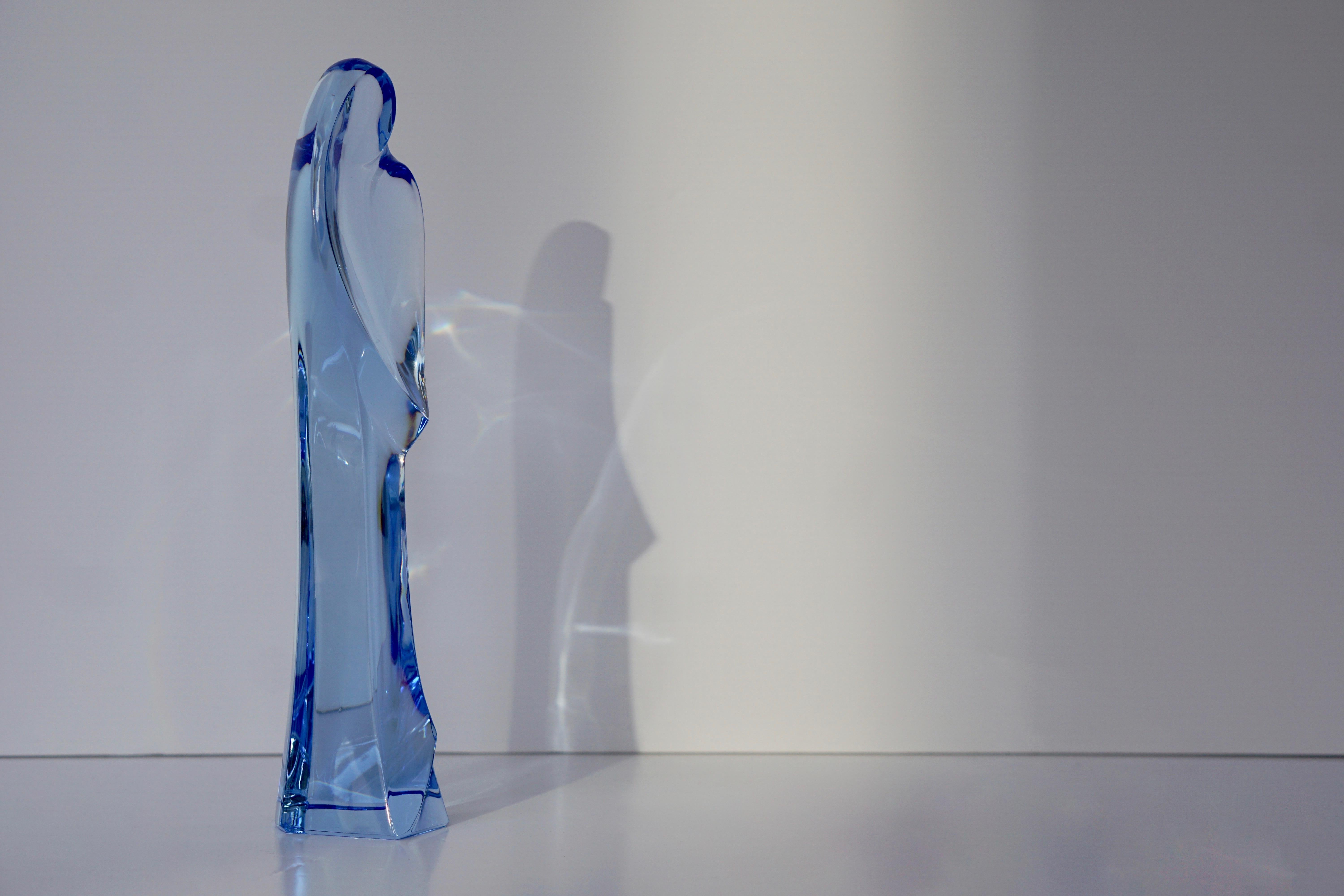 Madonna and Child Sapphire Blue Crystal Sculpture 8