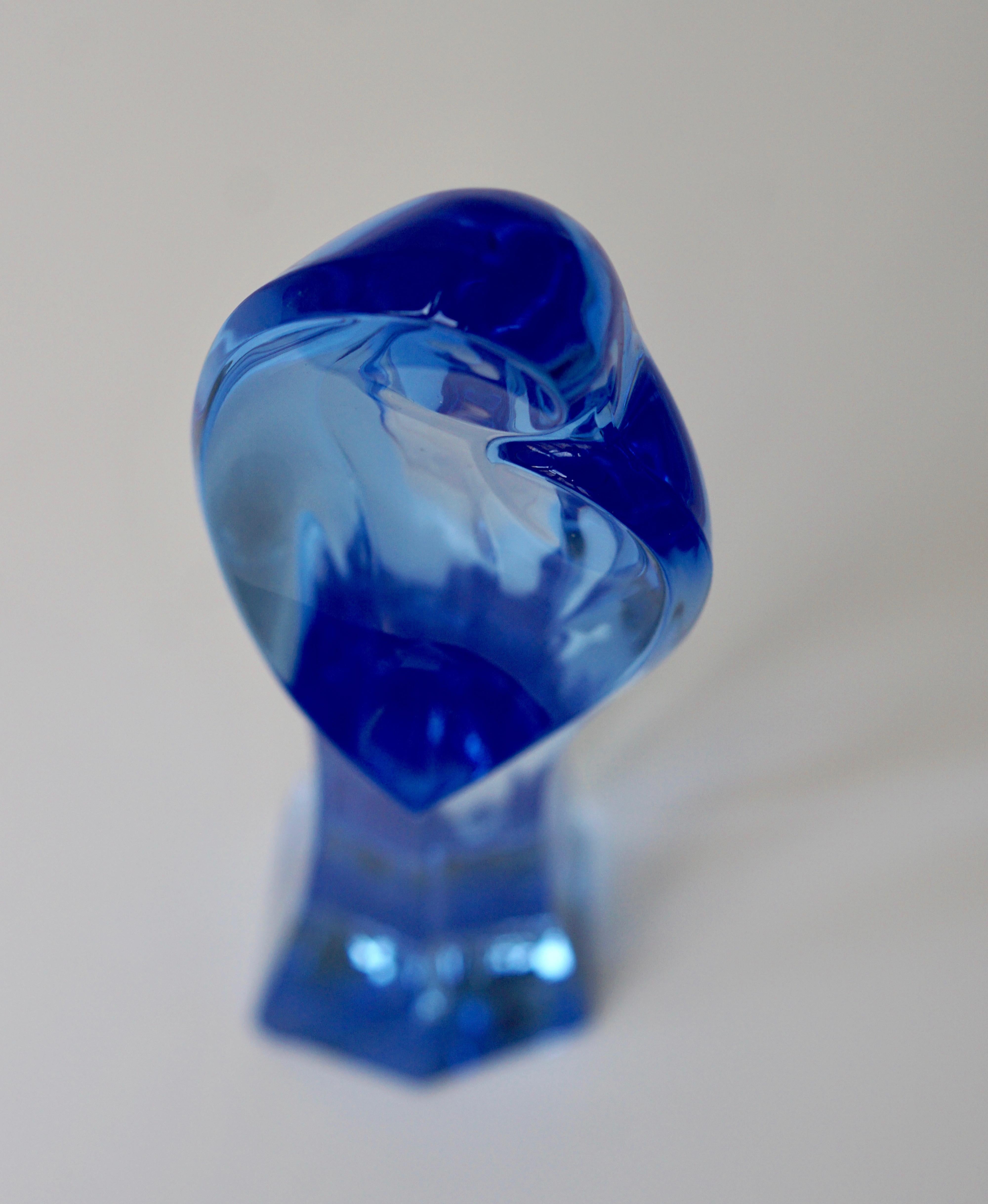 Madonna and Child Sapphire Blue Crystal Sculpture 10