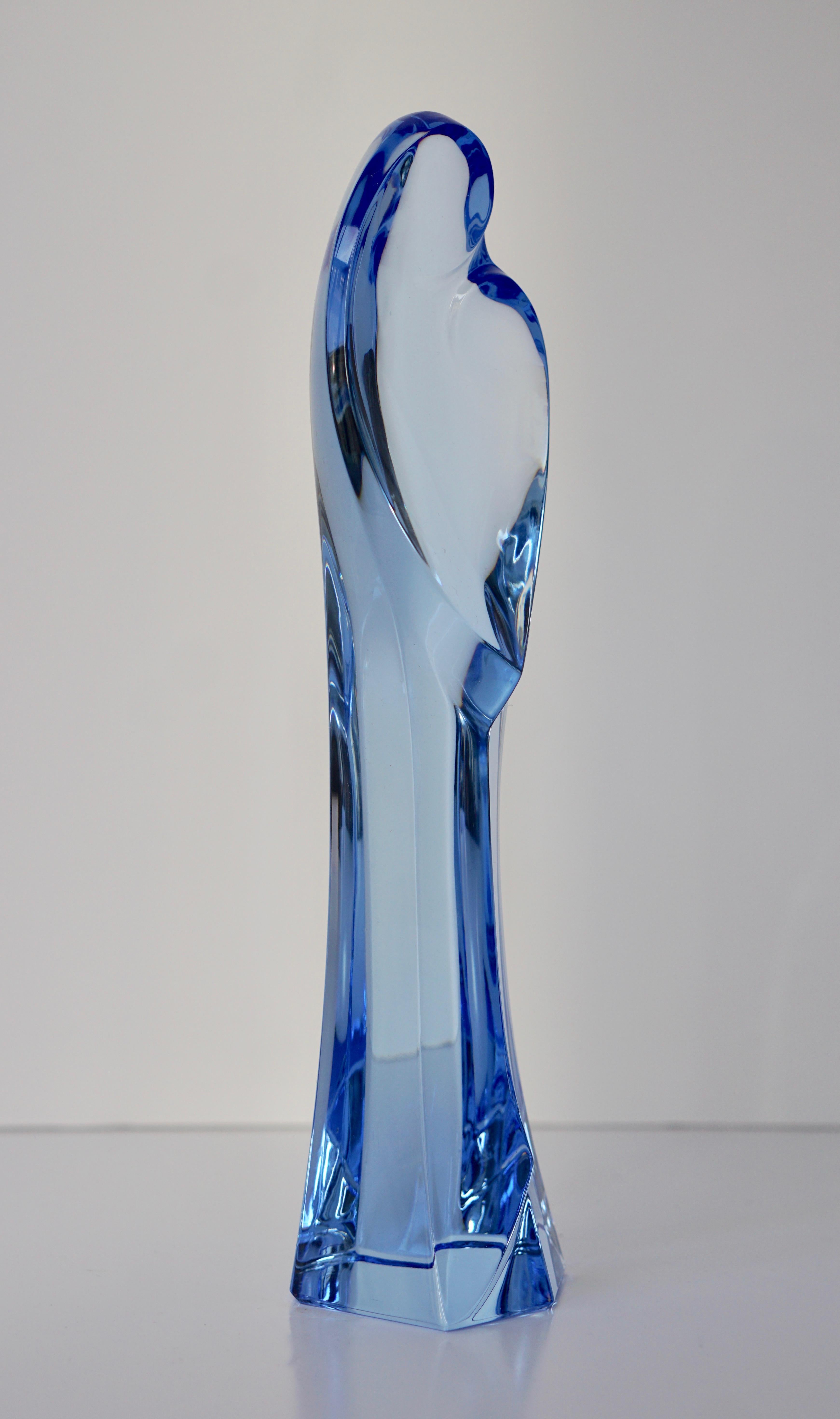 Madonna and Child Sapphire Blue Crystal Sculpture 2