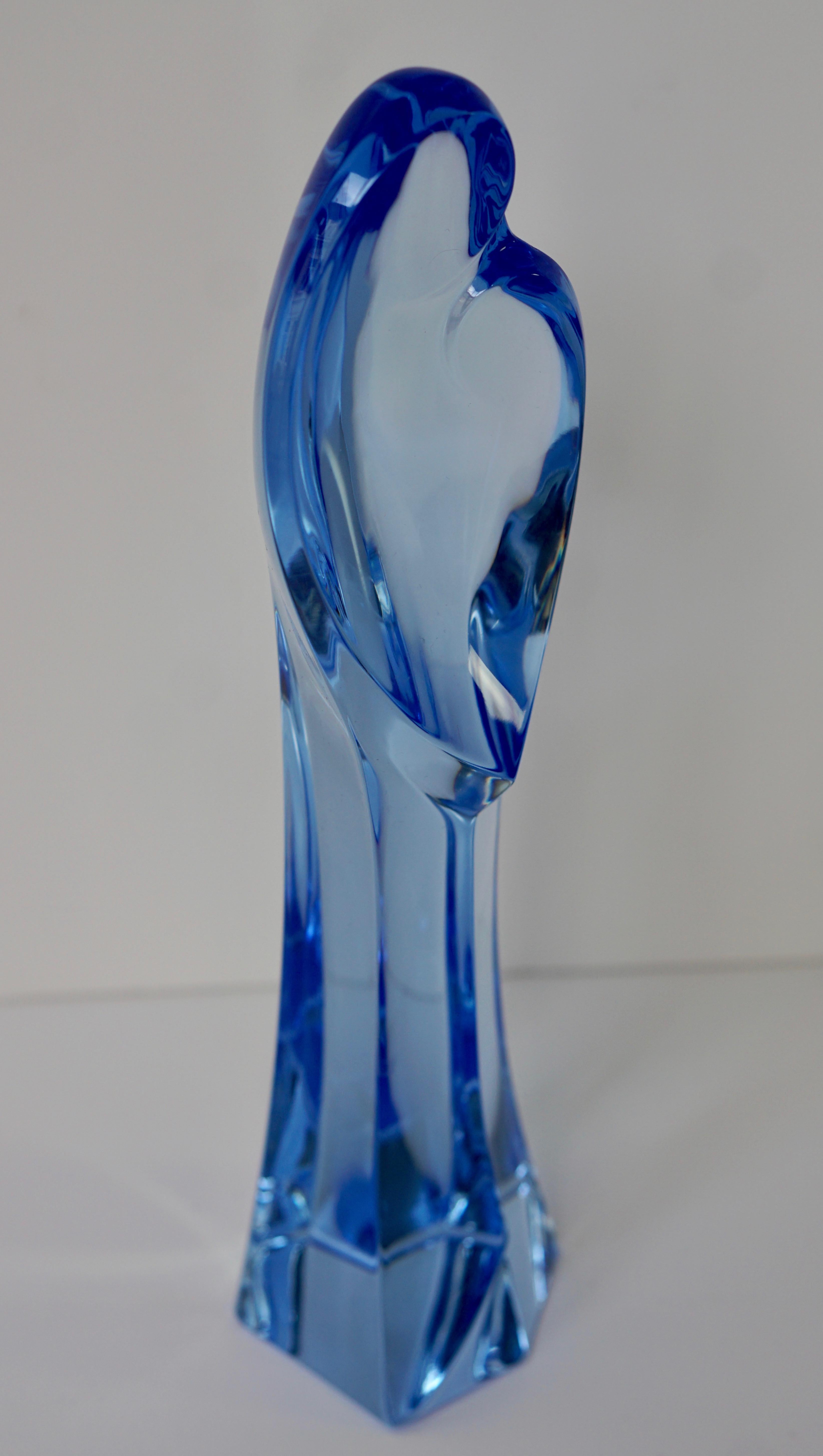Madonna and Child Sapphire Blue Crystal Sculpture 3