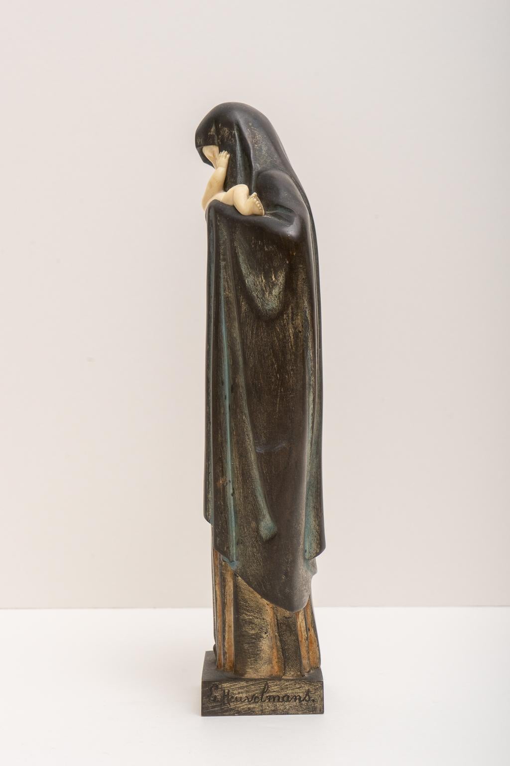 Art Deco Madonna and Child Sculpture