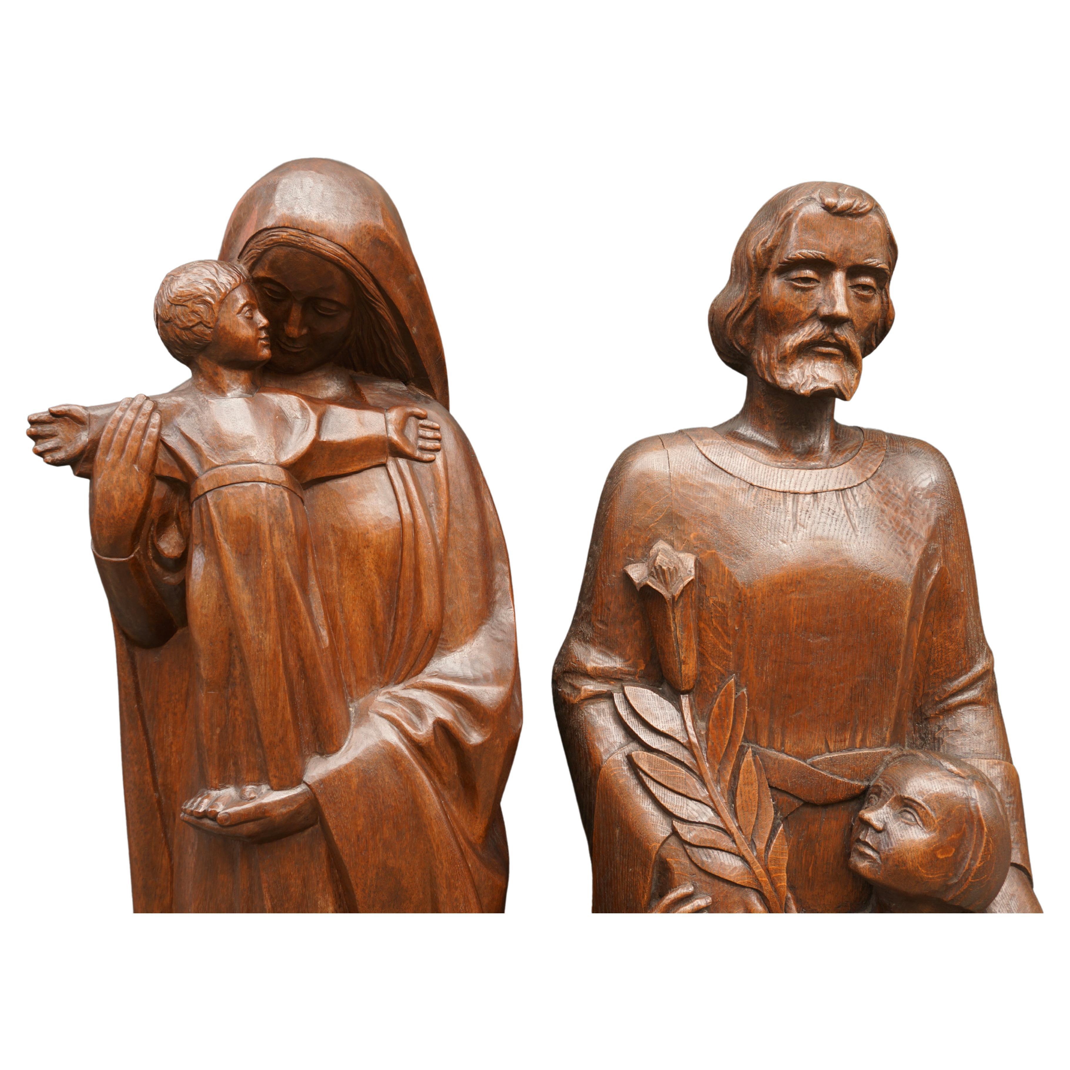 Madonna and Child Statue and Saint Joseph and Child Sculpture For Sale 7