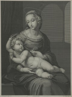 Madonna and Child – Stipple Engraving by Nargeot after Raphael, 1878