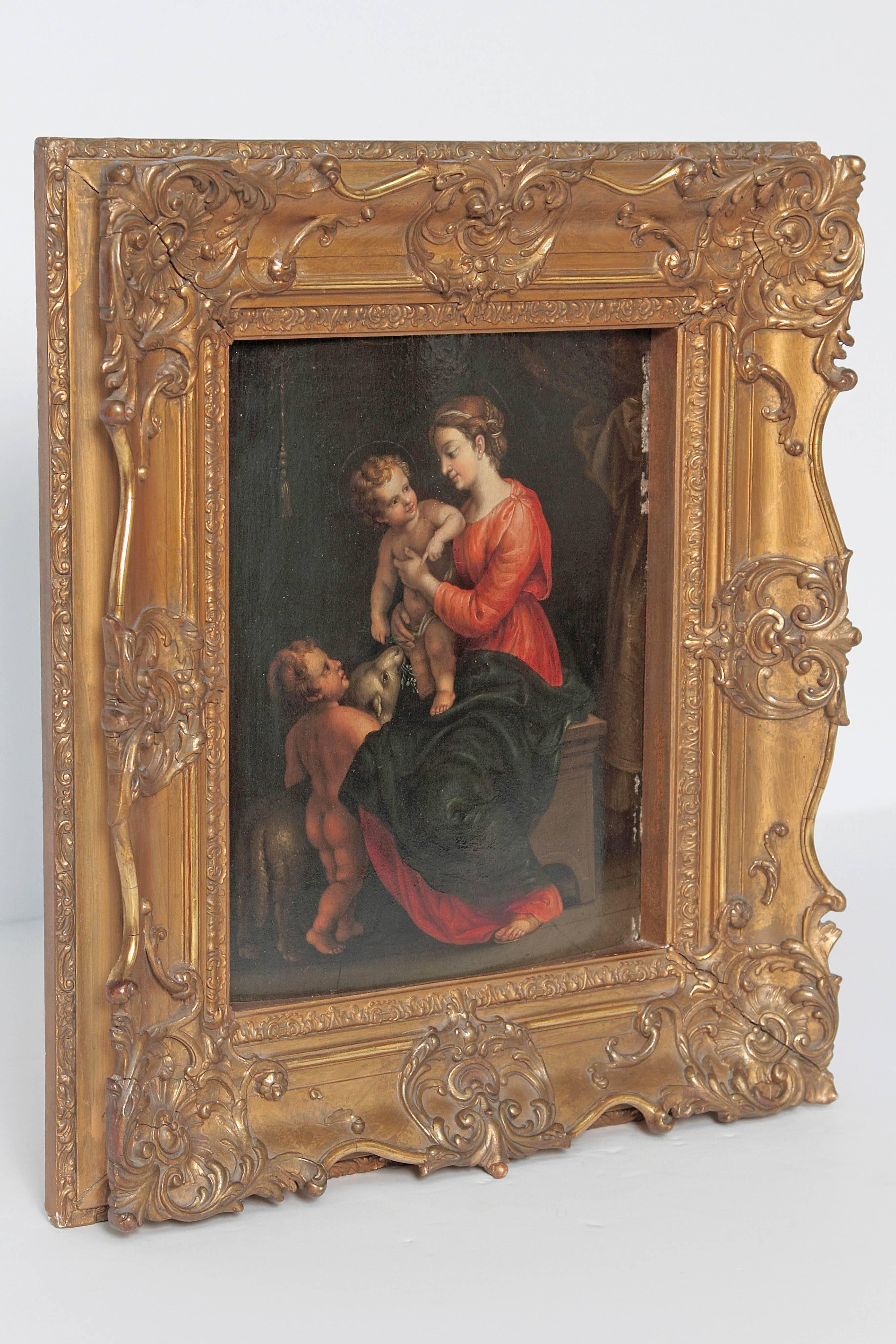 madonna and child with lamb
