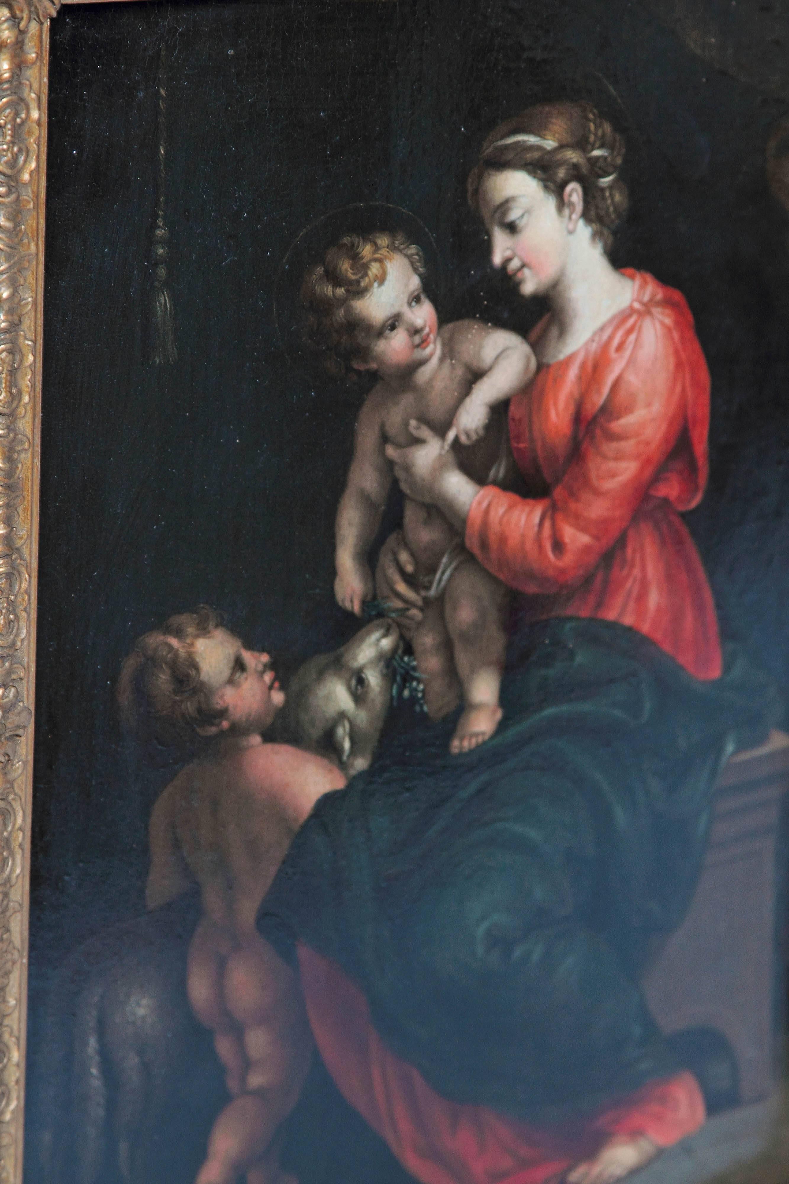 Renaissance Madonna and Child with Infant Saint John the Baptist and the Lamb