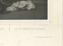 Madonna and Child with Rosary – Antique French Religious Print, c.1850