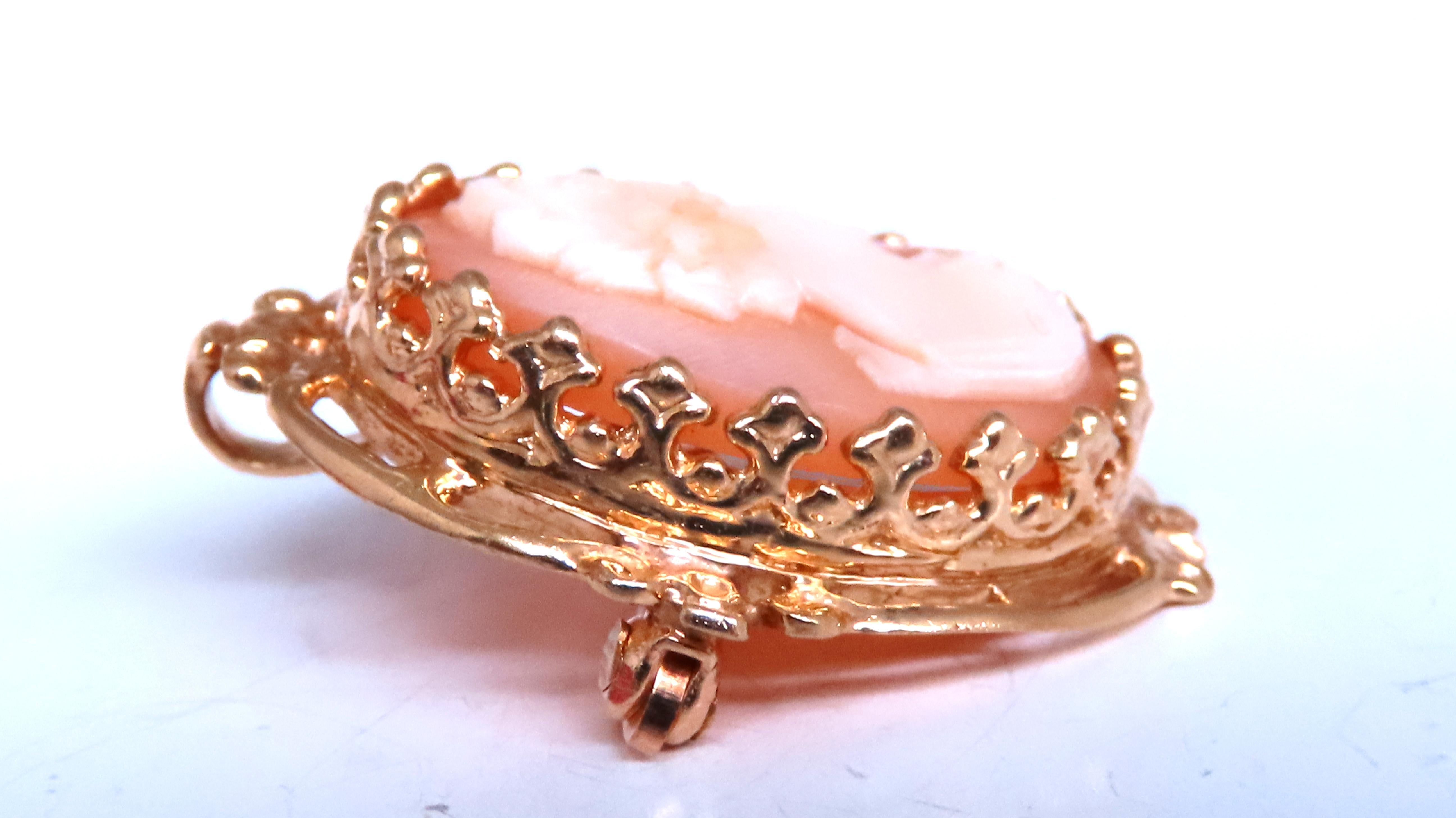 Madonna Cameo Victorian Medieval Pendant Brooch 14kt 12562 In New Condition For Sale In New York, NY