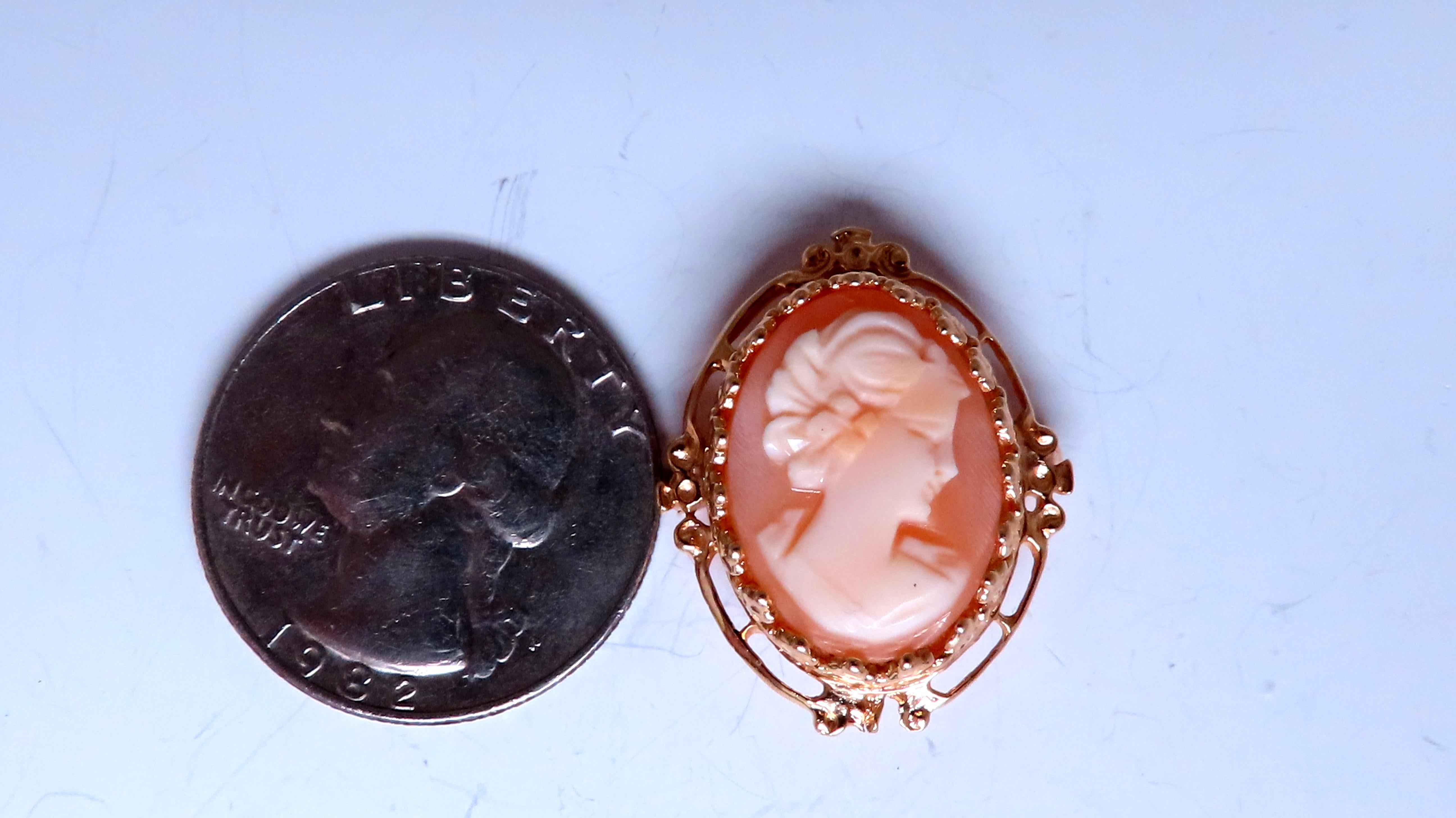 Madonna Cameo Victorian Medieval Pendant Brooch 14kt 12562 For Sale 1