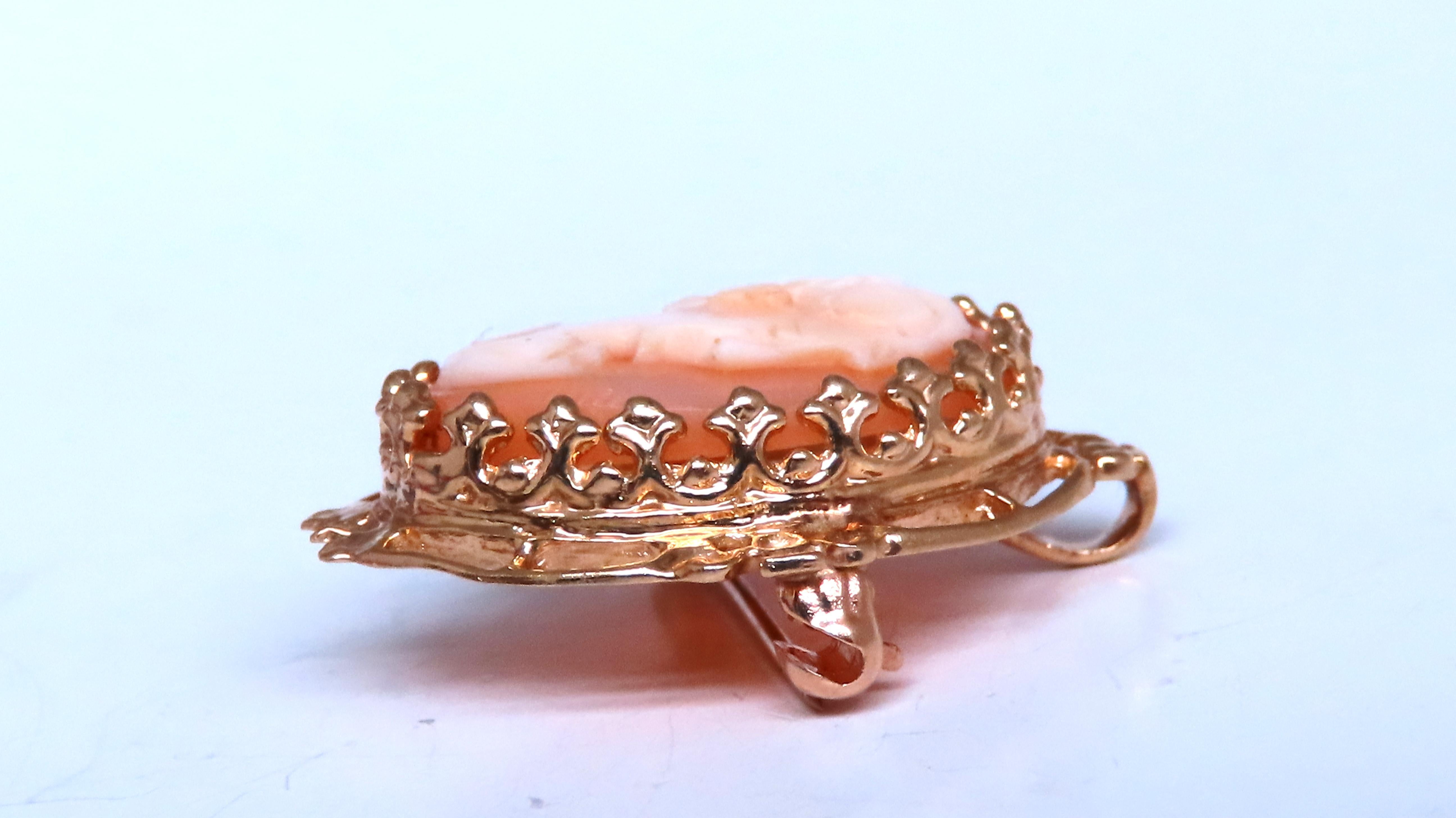 Madonna Cameo Victorian Medieval Pendant Brooch 14kt 12562 For Sale 2