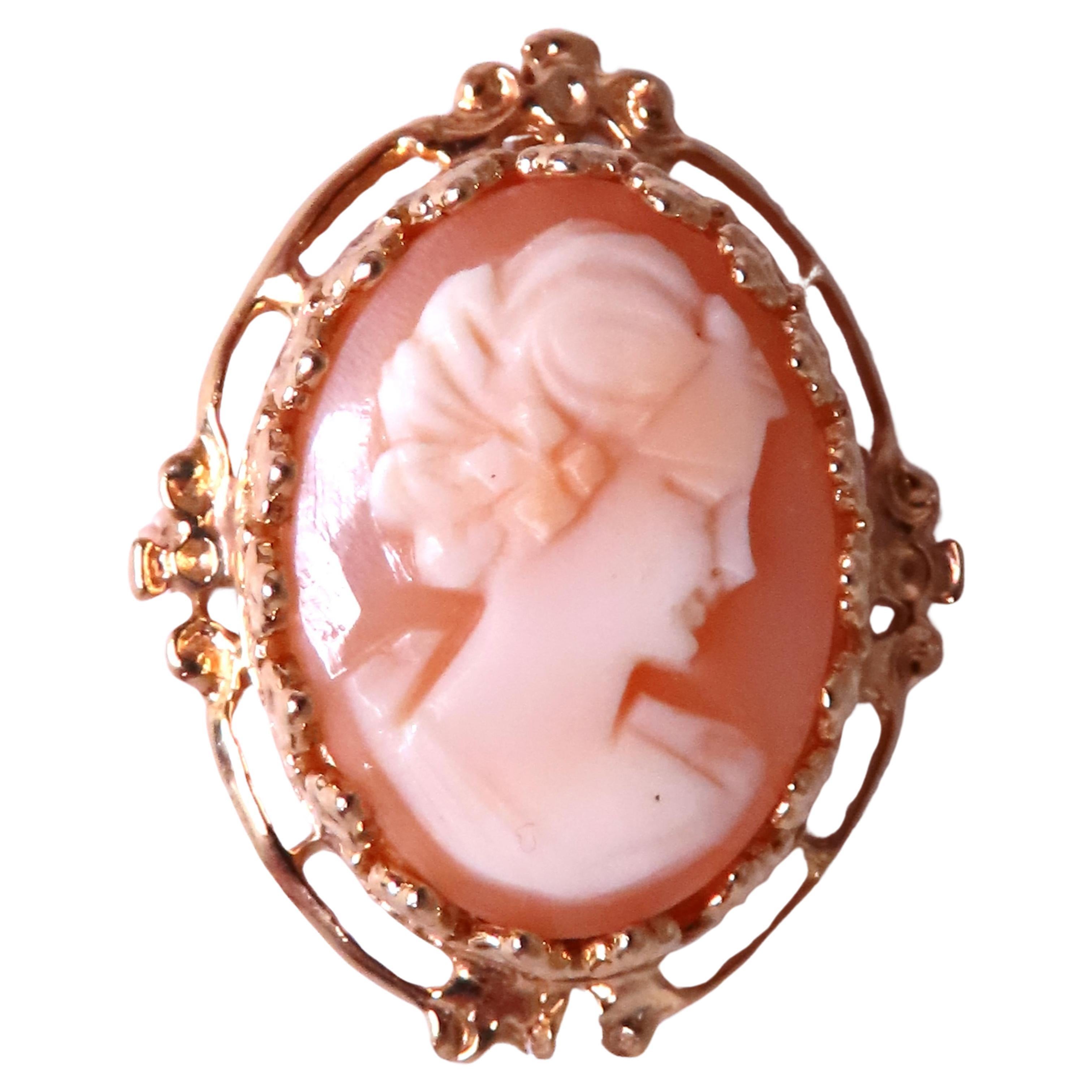 Madonna Cameo Victorian Medieval Pendant Brooch 14kt 12562 For Sale