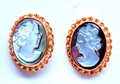 Madonna Cameo Victorian Style Stud Earrings 14kt Gold 12619*