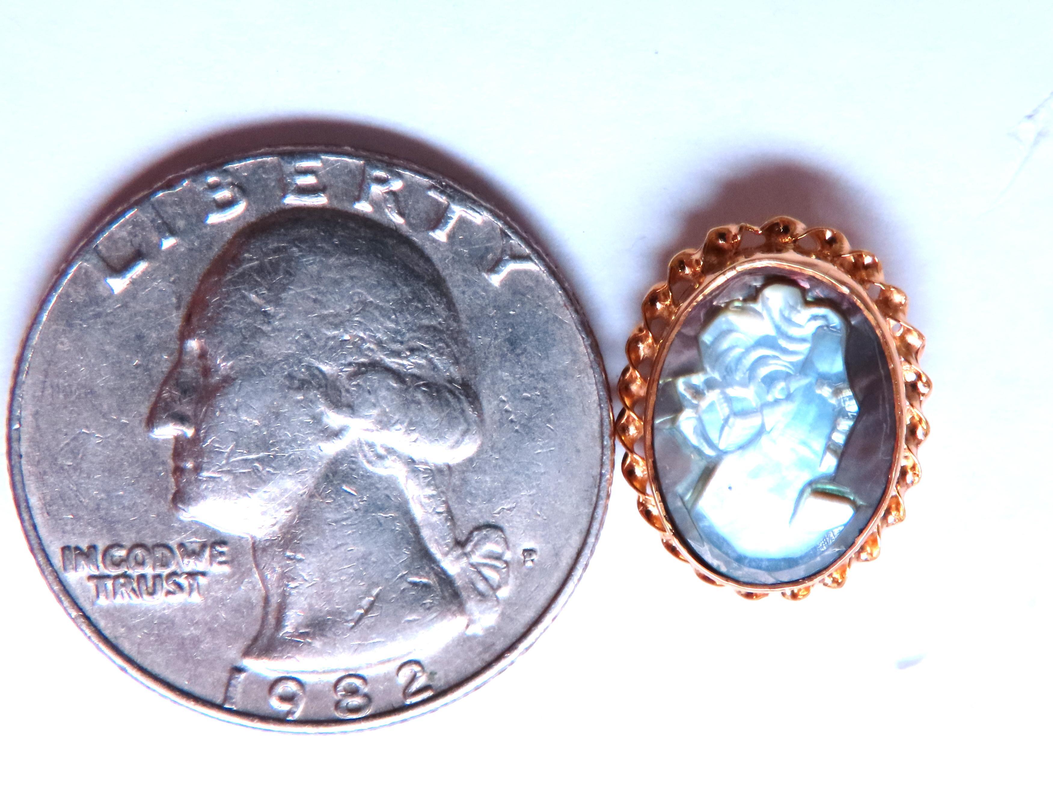 Contemporary Madonna Cameo Victorian Style Stud Earrings 14kt Gold 12619 For Sale
