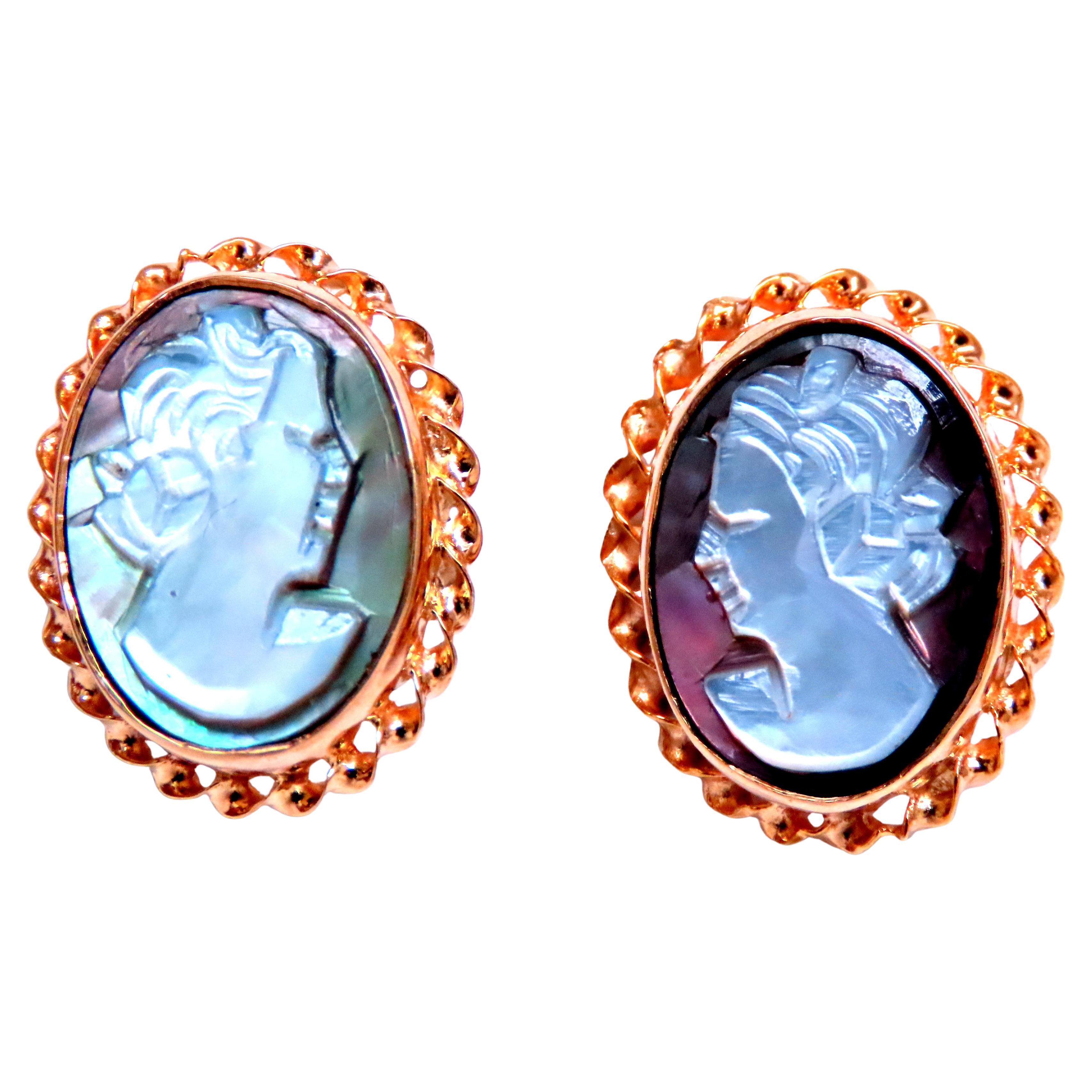 Madonna Cameo Victorian Style Stud Earrings 14kt Gold 12619 For Sale
