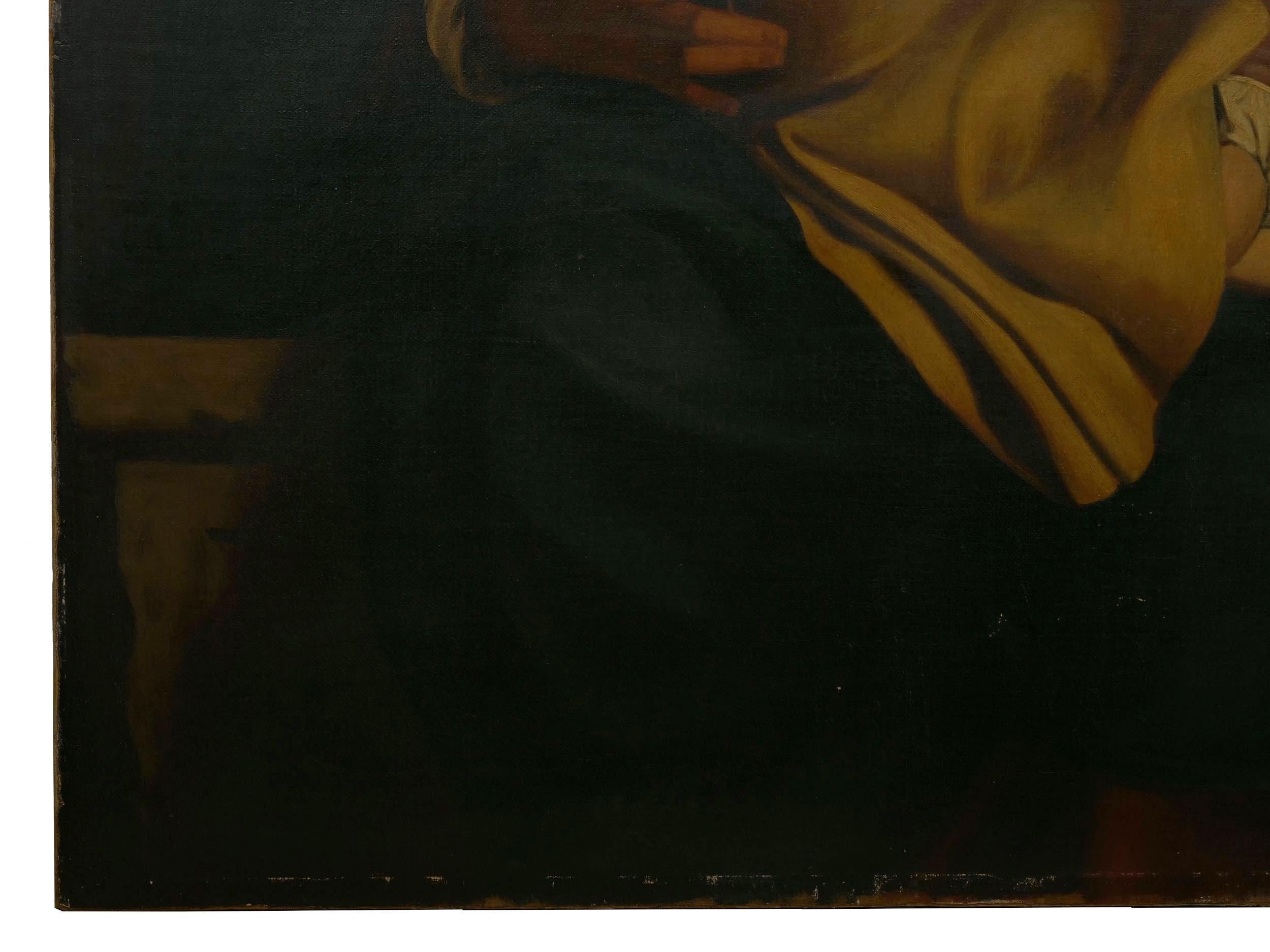 “Madonna & Child” 19th Century Copyist Oil Painting after Orazio Gentileschi 4