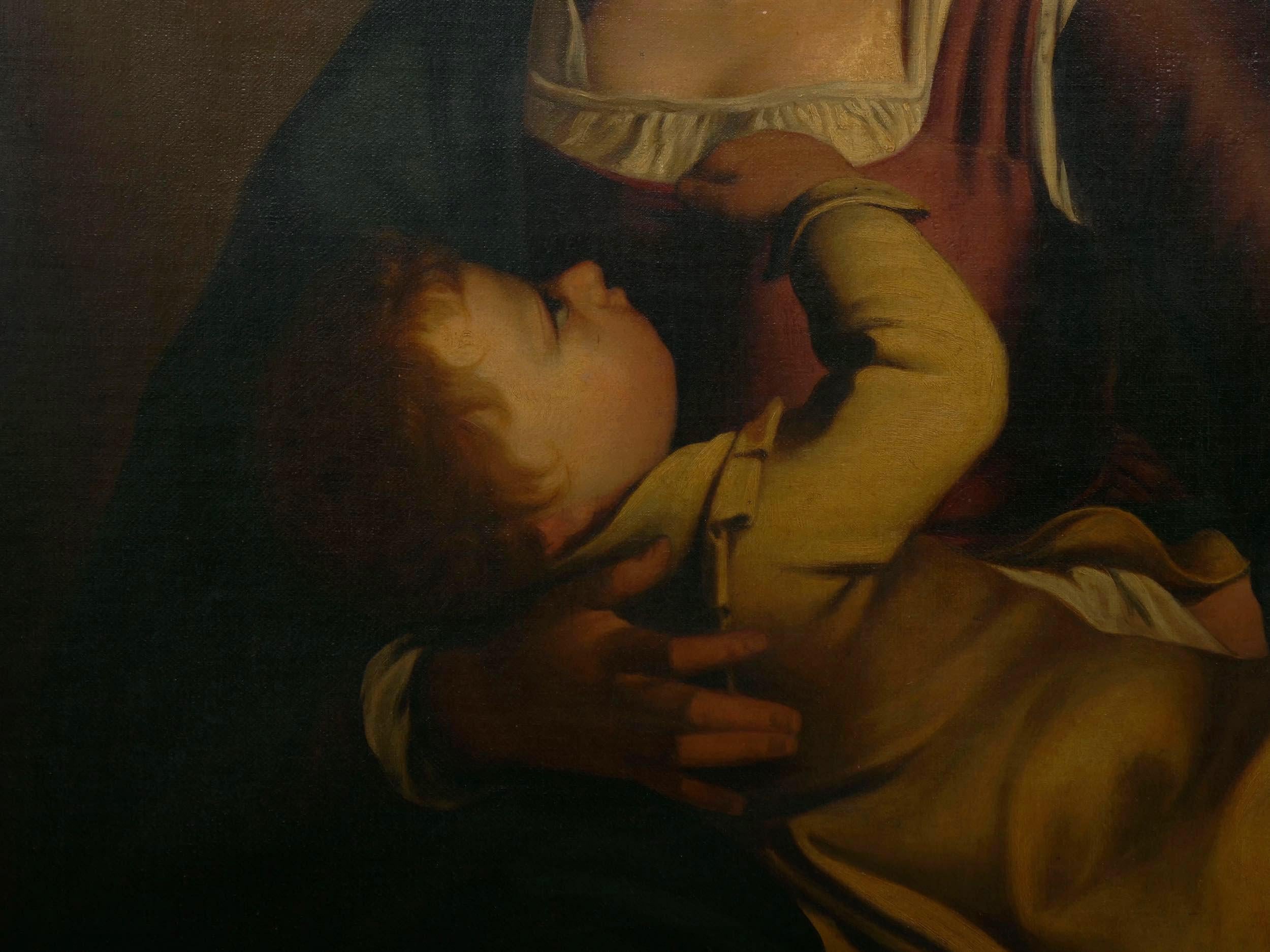 “Madonna & Child” 19th Century Copyist Oil Painting after Orazio Gentileschi 5