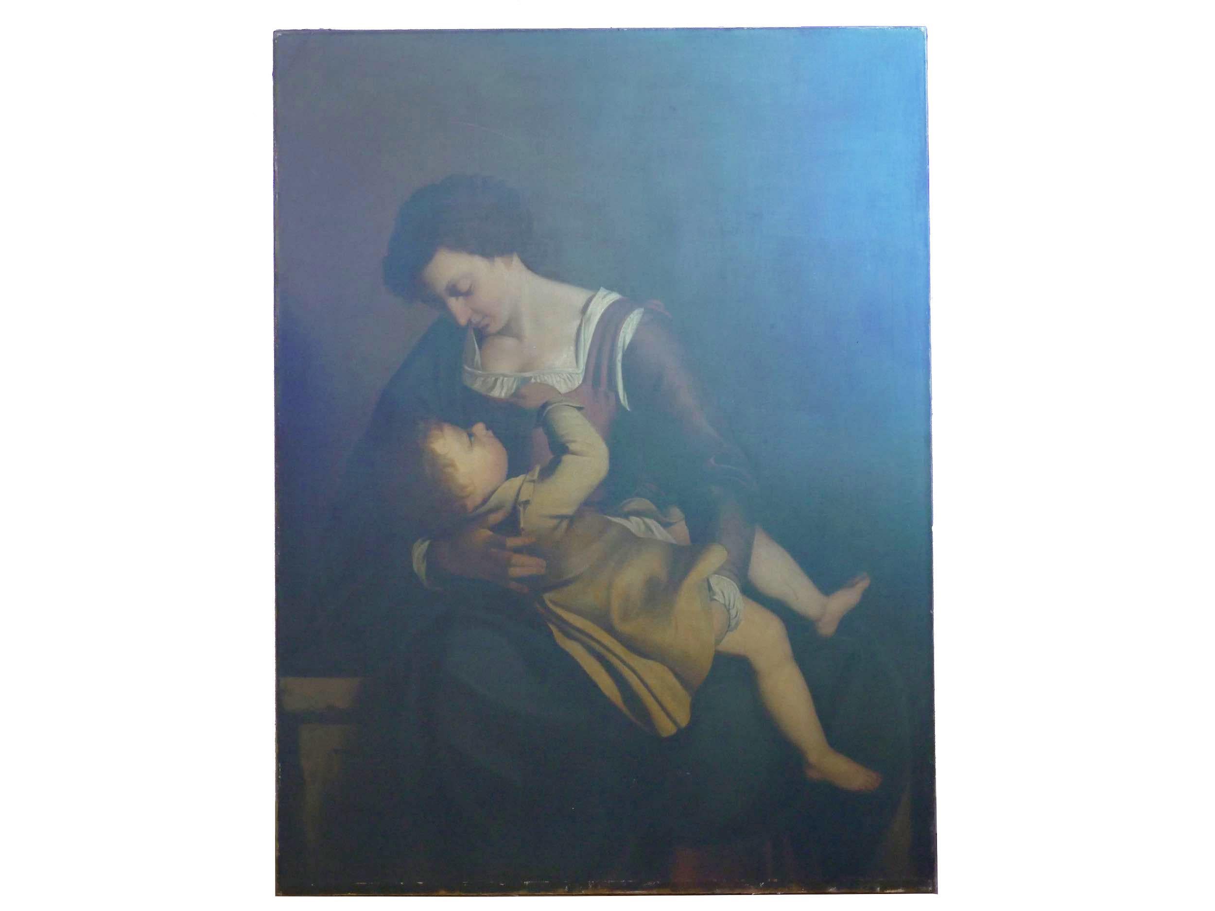 A well executed 19th century copy of the original masterpiece by Orazio Gentileschi (1593-1652) painted in 1609 and held in the permanent collection of the Galleria Nazionale d’Arte Antica in Palazzo Corsini in Rome, the work is large and is a