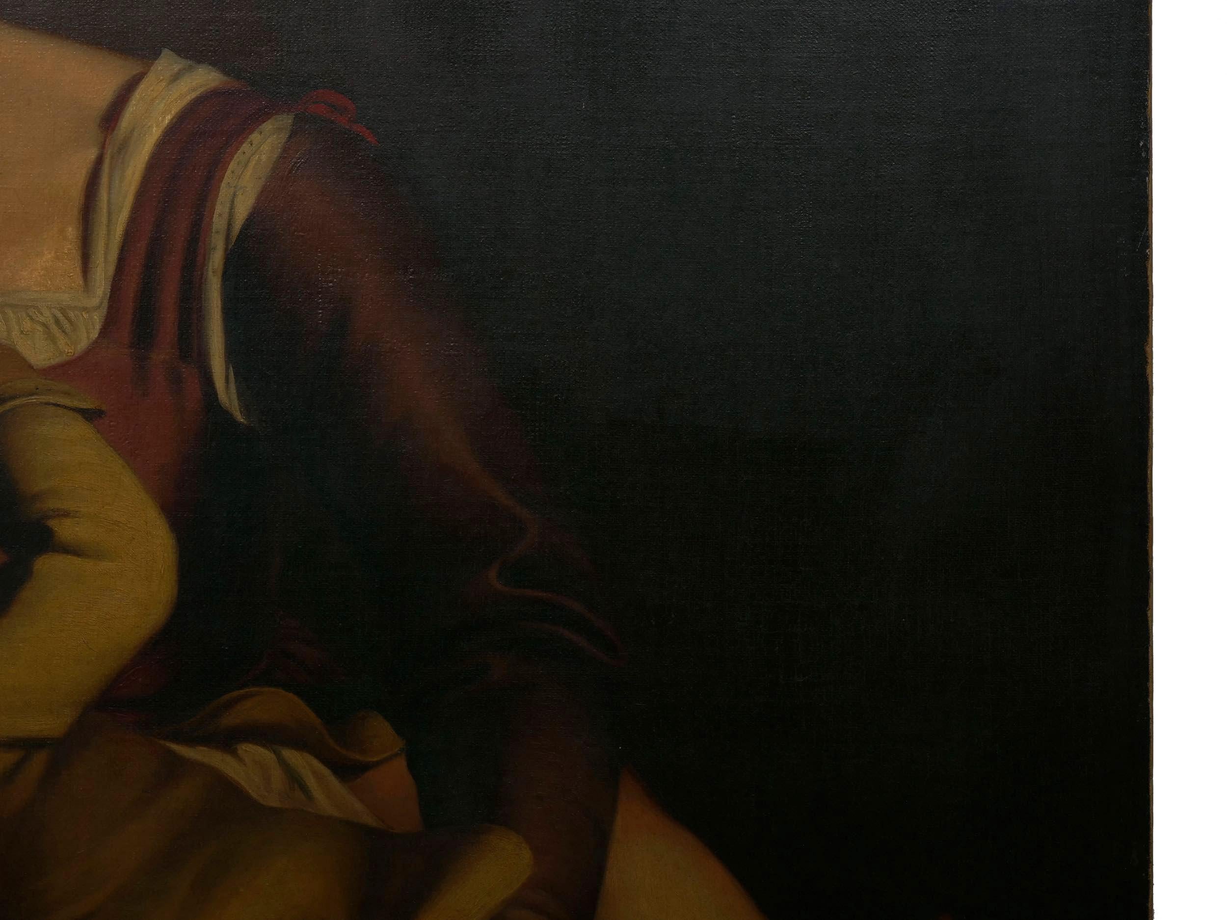“Madonna & Child” 19th Century Copyist Oil Painting after Orazio Gentileschi 2
