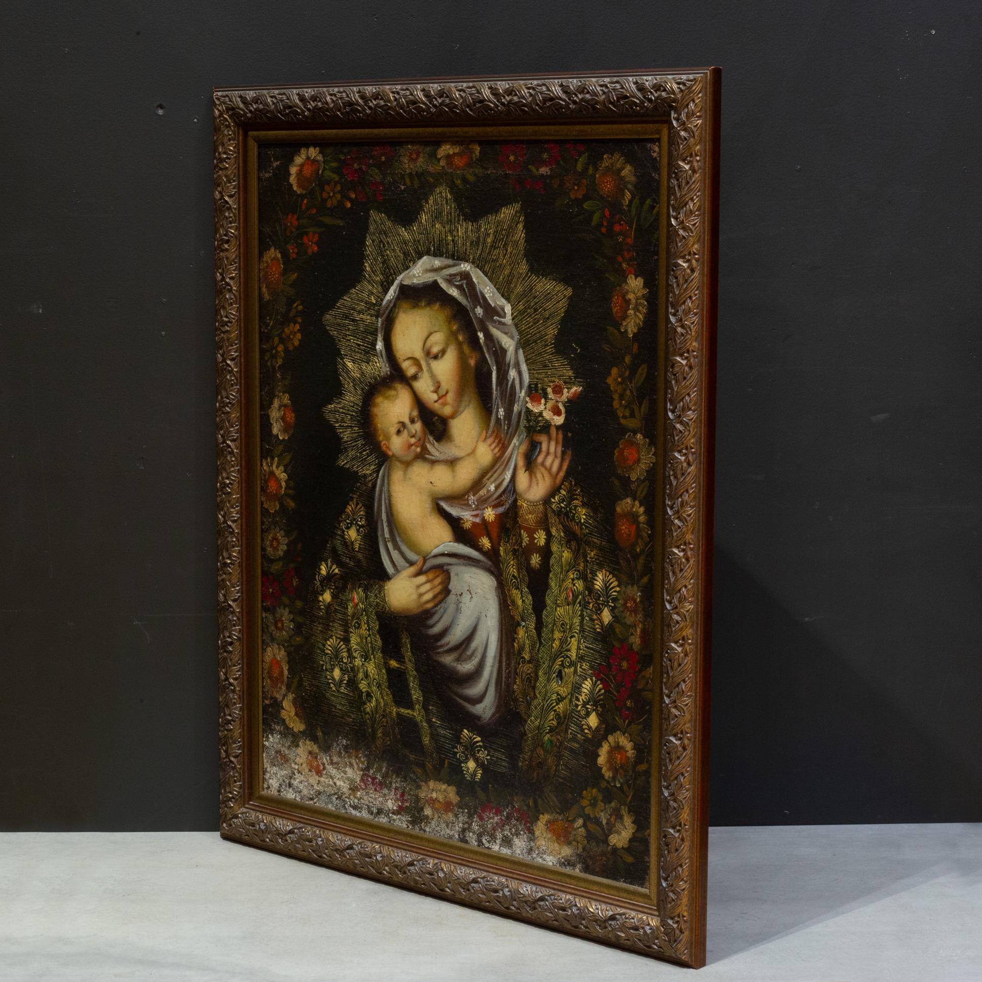 Madonna & Child, Perù, Pittura a olio su tela, ante 1970 in vendita 2