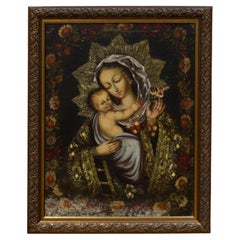 Madonna & Child, Peru, Oil on Canvas Painting, pre 1970