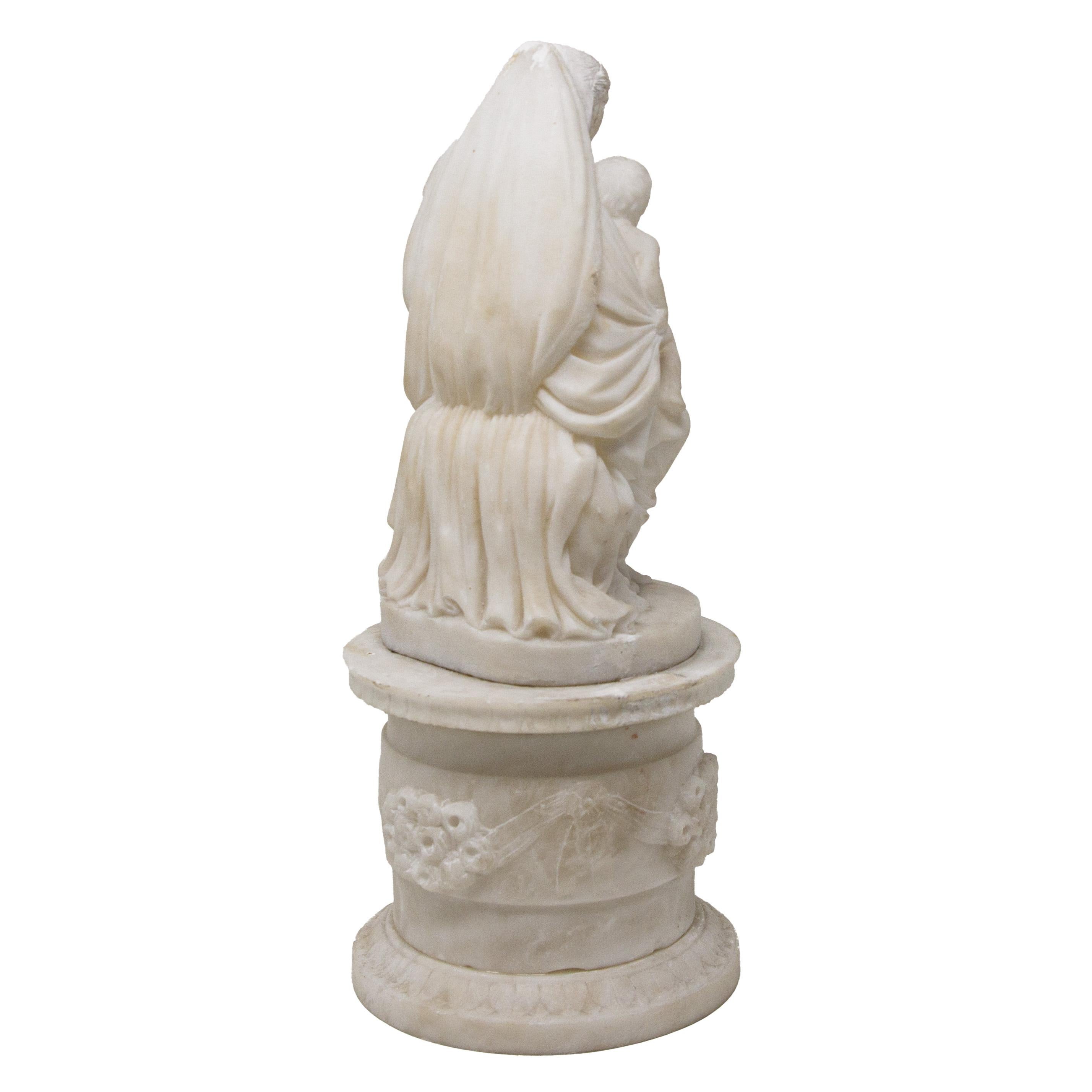 Madonna and Child and St. John, Alabaster, 19th century In Good Condition For Sale In Milan, IT