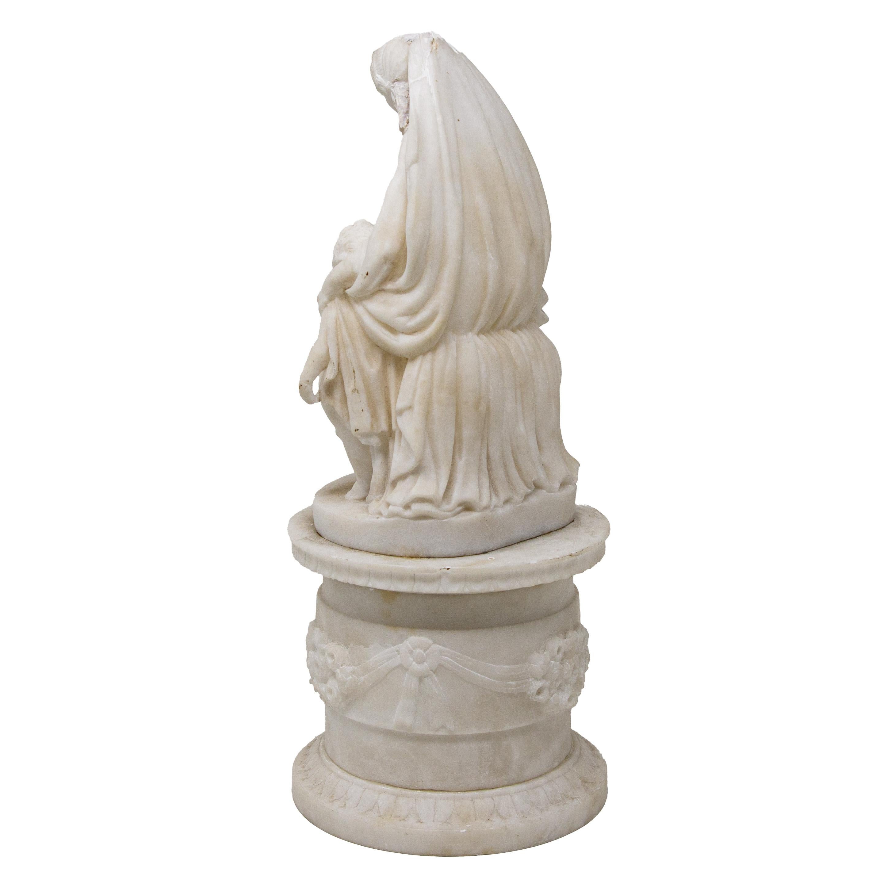 19th Century Madonna and Child and St. John, Alabaster, 19th century For Sale