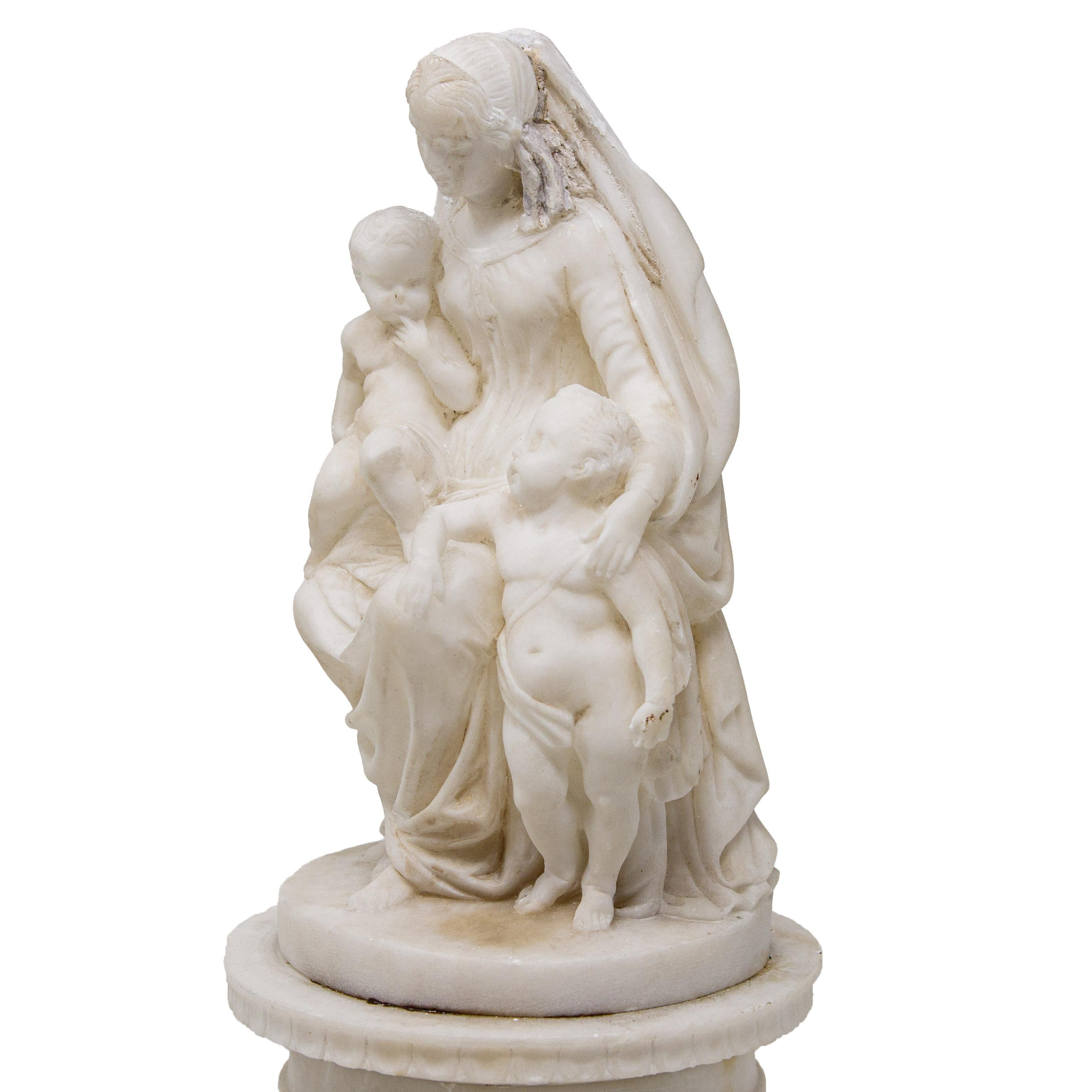 Madonna and Child and St. John, Alabaster, 19th century For Sale 1