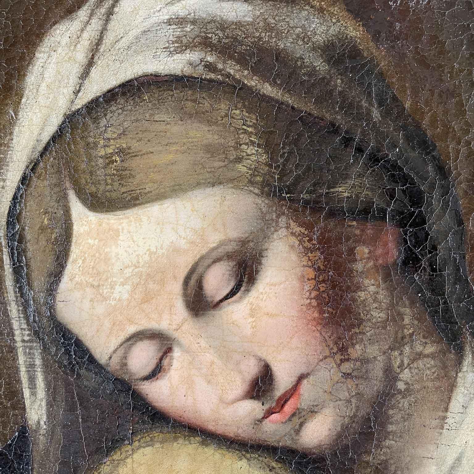 Virgen con el Niño Pintura italiana Finales del siglo XVII Barroco en venta
