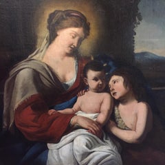 Madonna mit Bambino und San Giovannino Dipinto Religioso Italiano 1650 circa