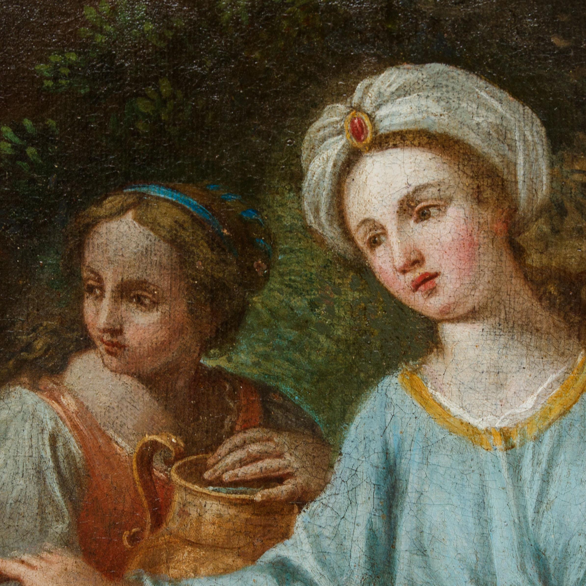 Copper Scuola emiliana, XVII secolo, Rebecca al pozzo For Sale