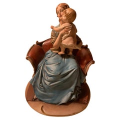 Madonna Con Bambino, Statuetta Di Bruno Merli in Porcellana Capodimonte