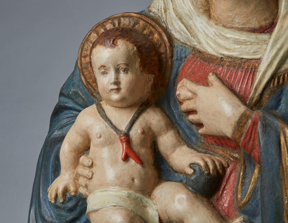 Madonna of Milk, polychrome stucco relief, Florence, 16th century For Sale 1
