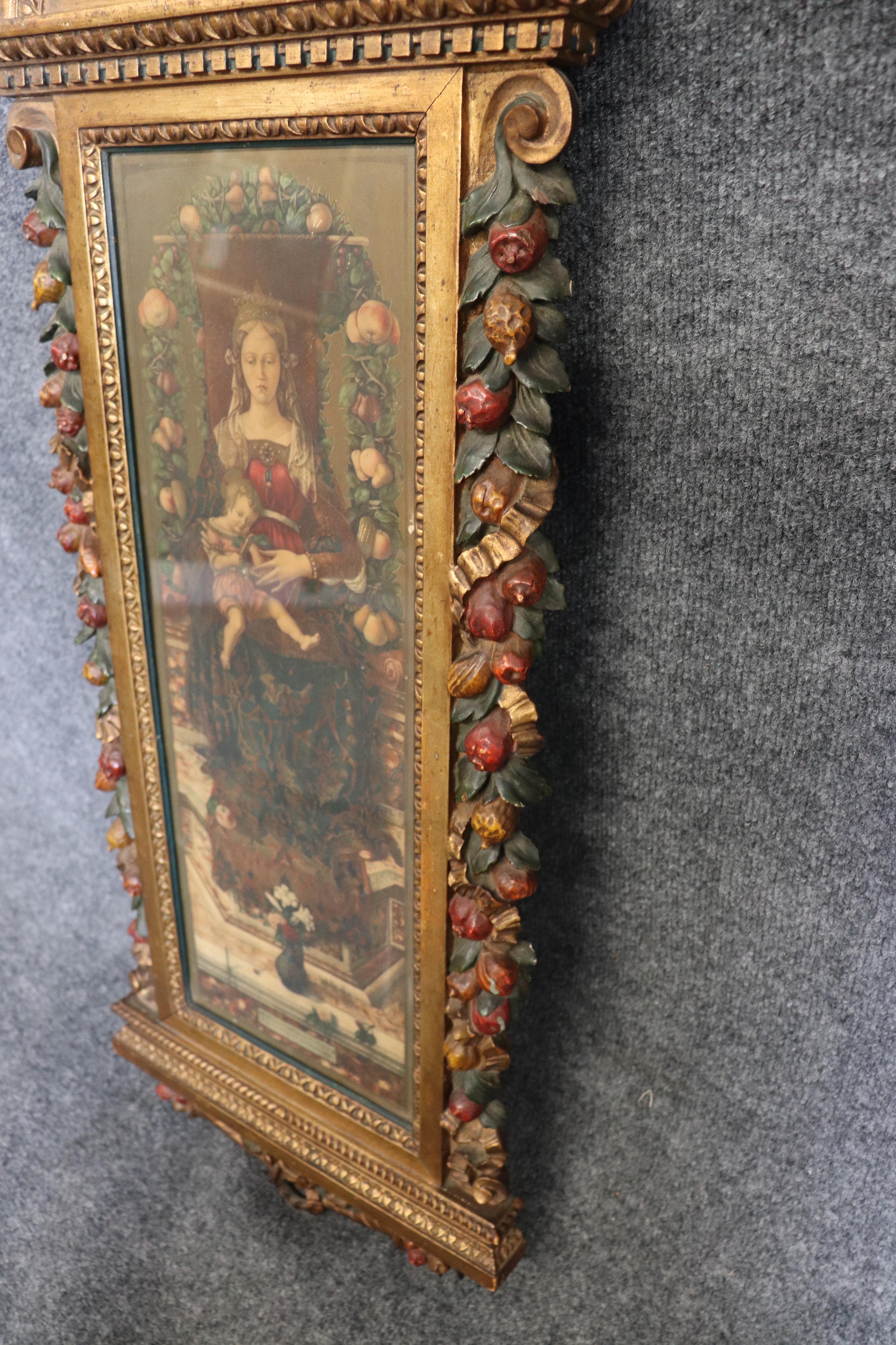 Madonna Della Candeletta von Carlo Crivelli Lithographie, geschnitzter polychromierter Rahmen im Angebot 6